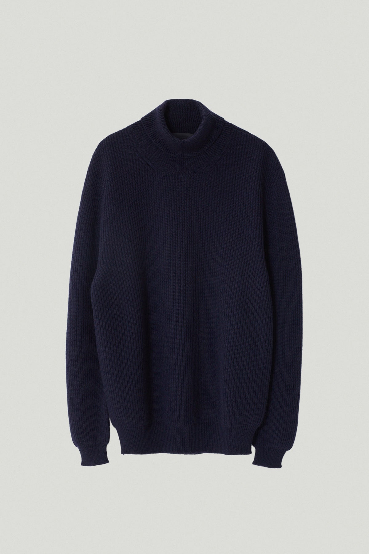 the merino wool ribbed high neck oxford blue