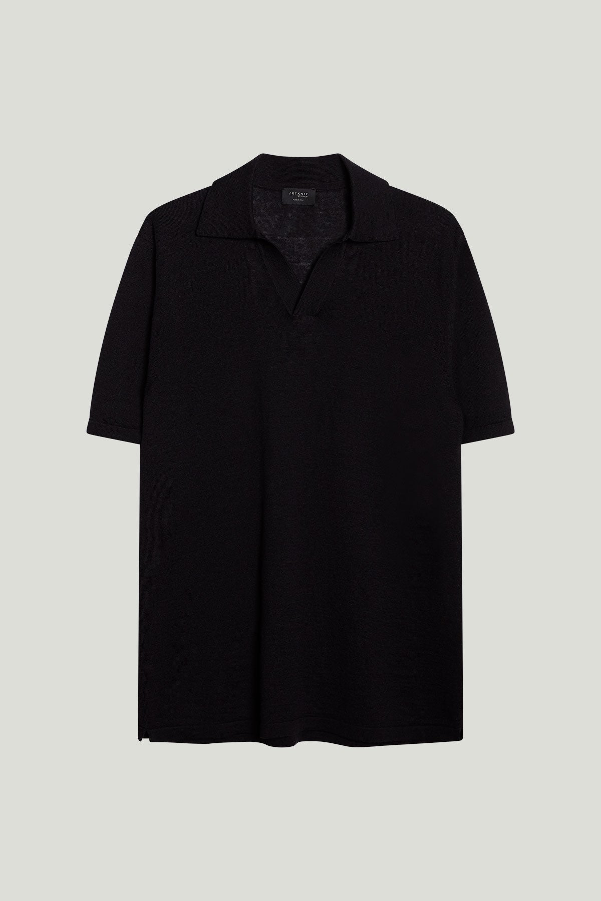 linen cotton polo short sleeve black