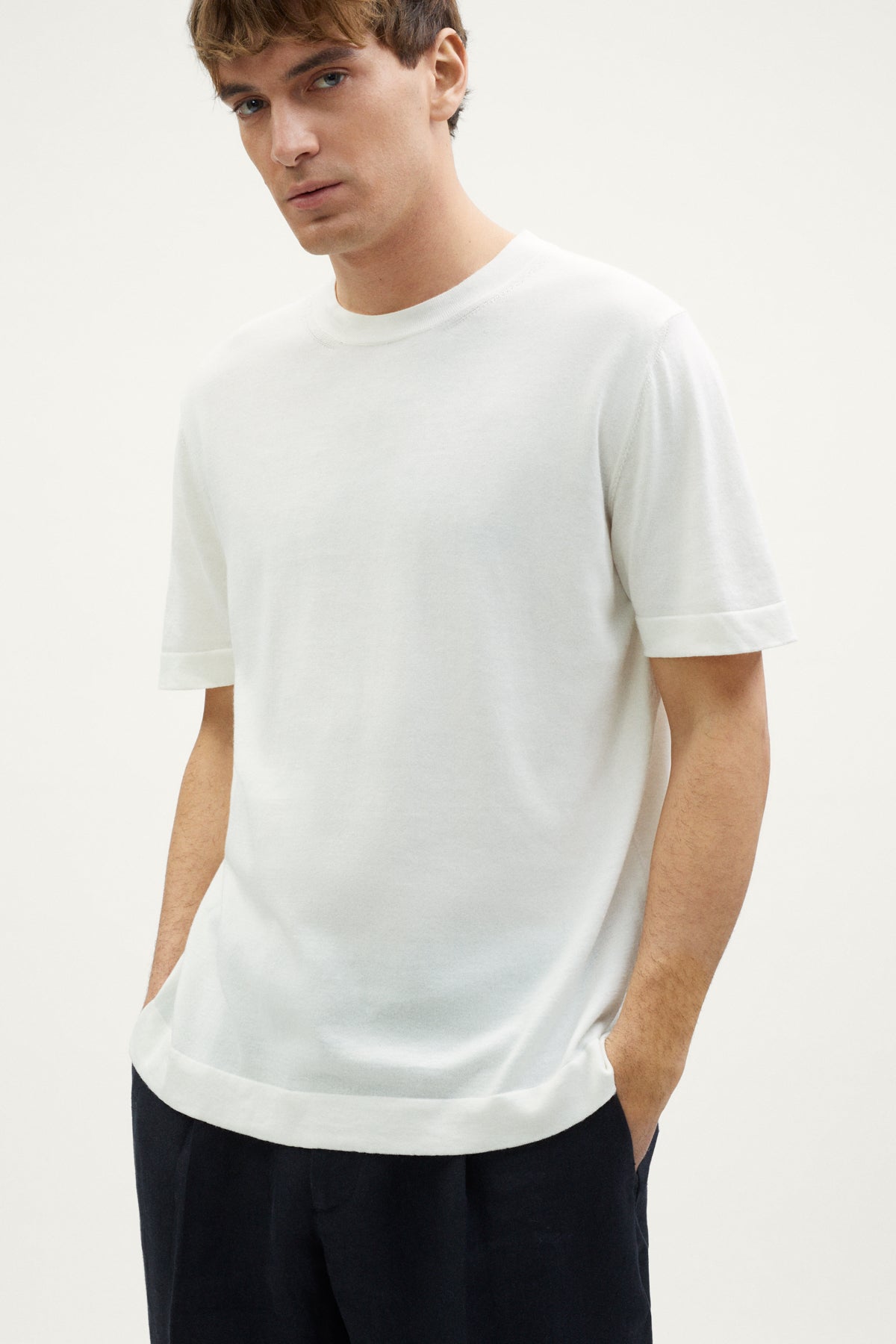 the organic cotton knit t shirt milk white