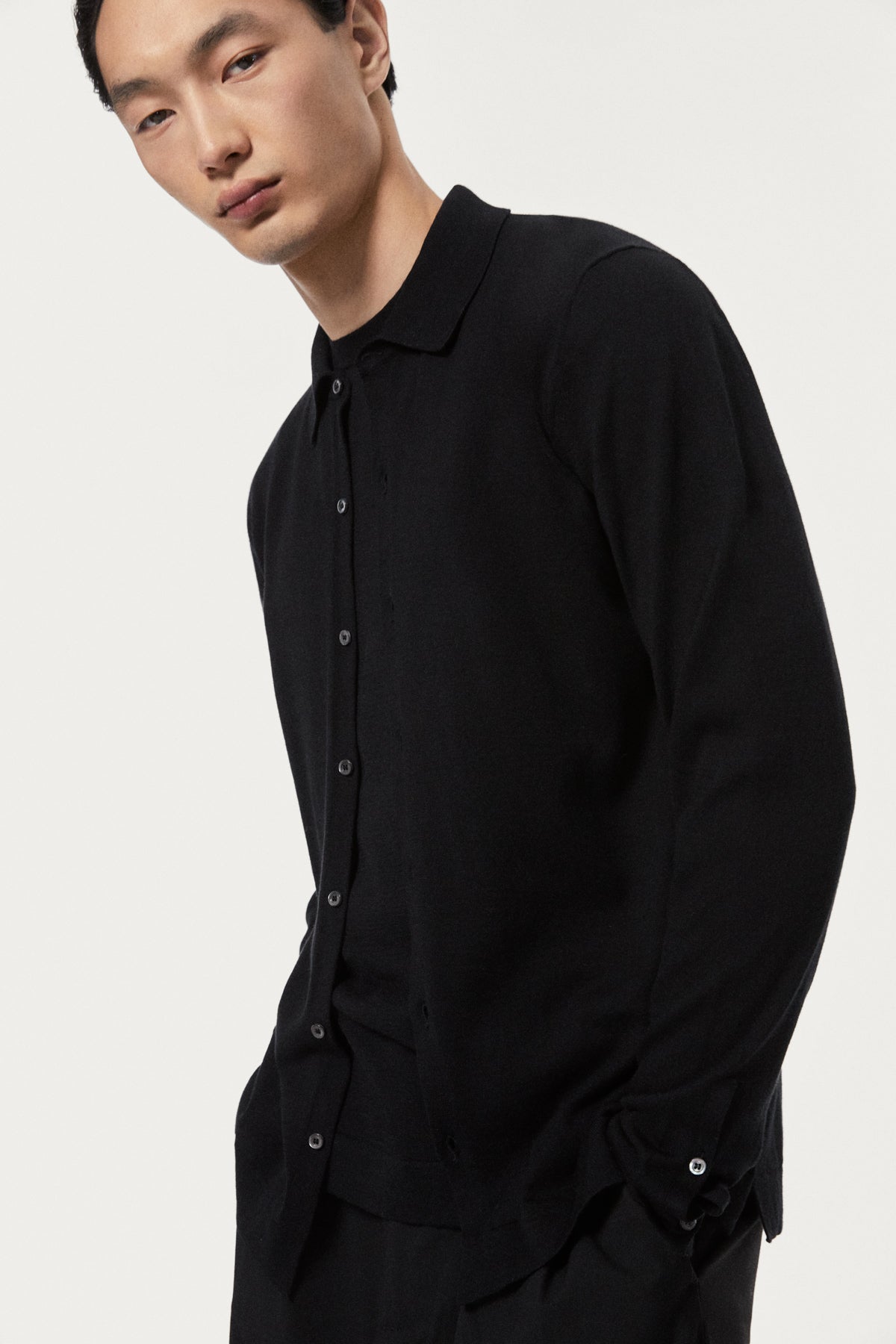 The Organic Cotton Knit Shirt - black