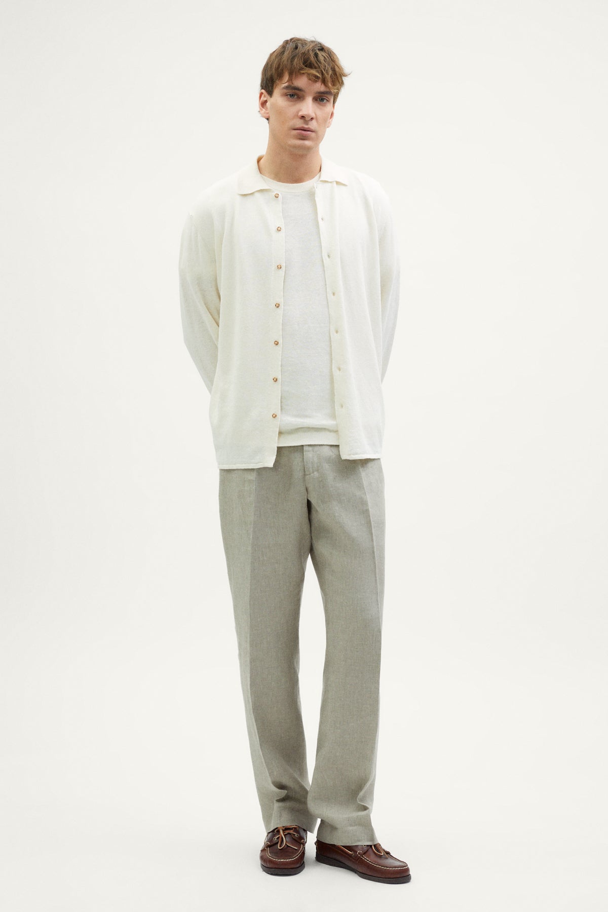 The Linen Cotton Knit T-Shirt ivory white