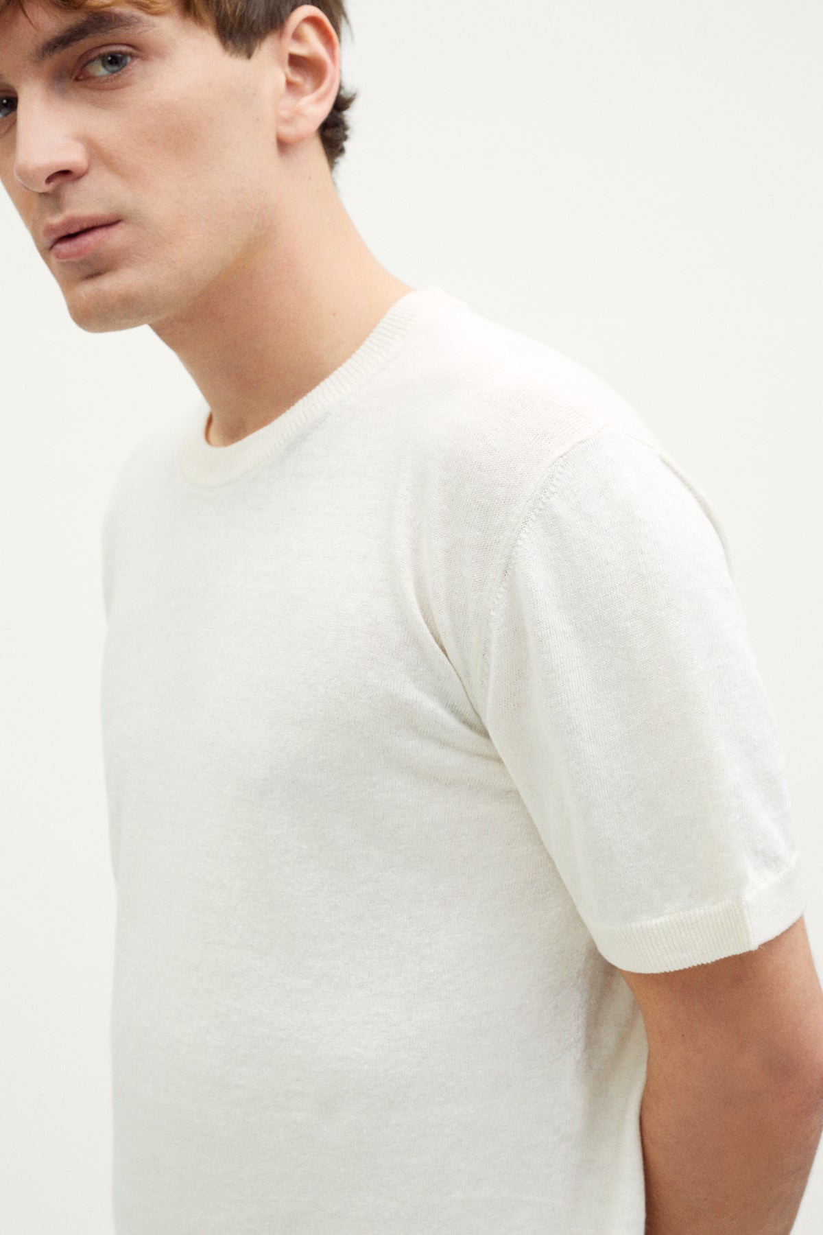 The Linen Cotton Knit T-Shirt ivory white