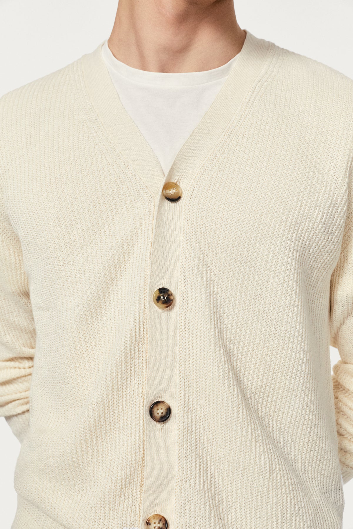 Gerippter Cardigan aus Leinen/Baumwolle