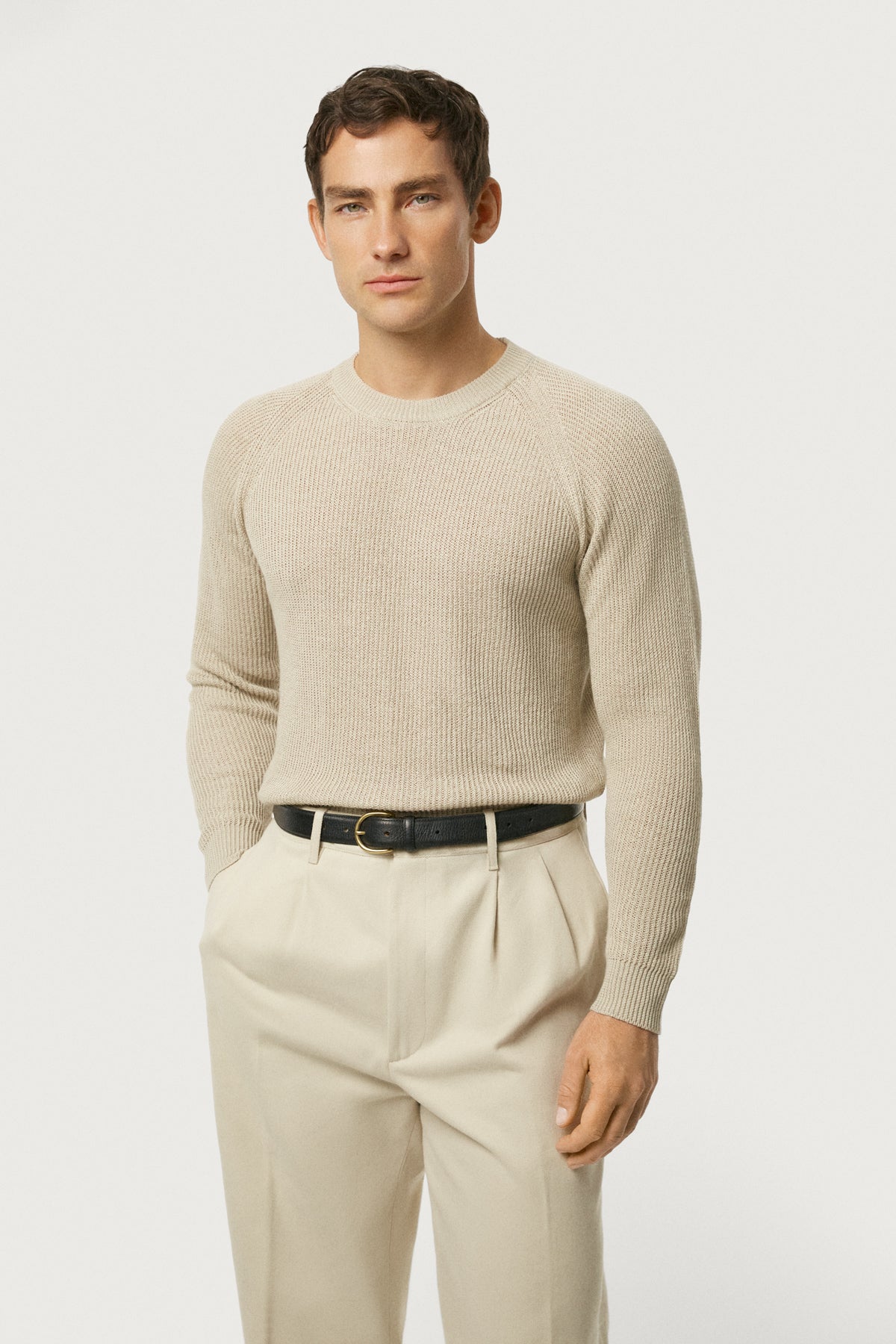 The Linen Cotton Ribbed Sweater Hay