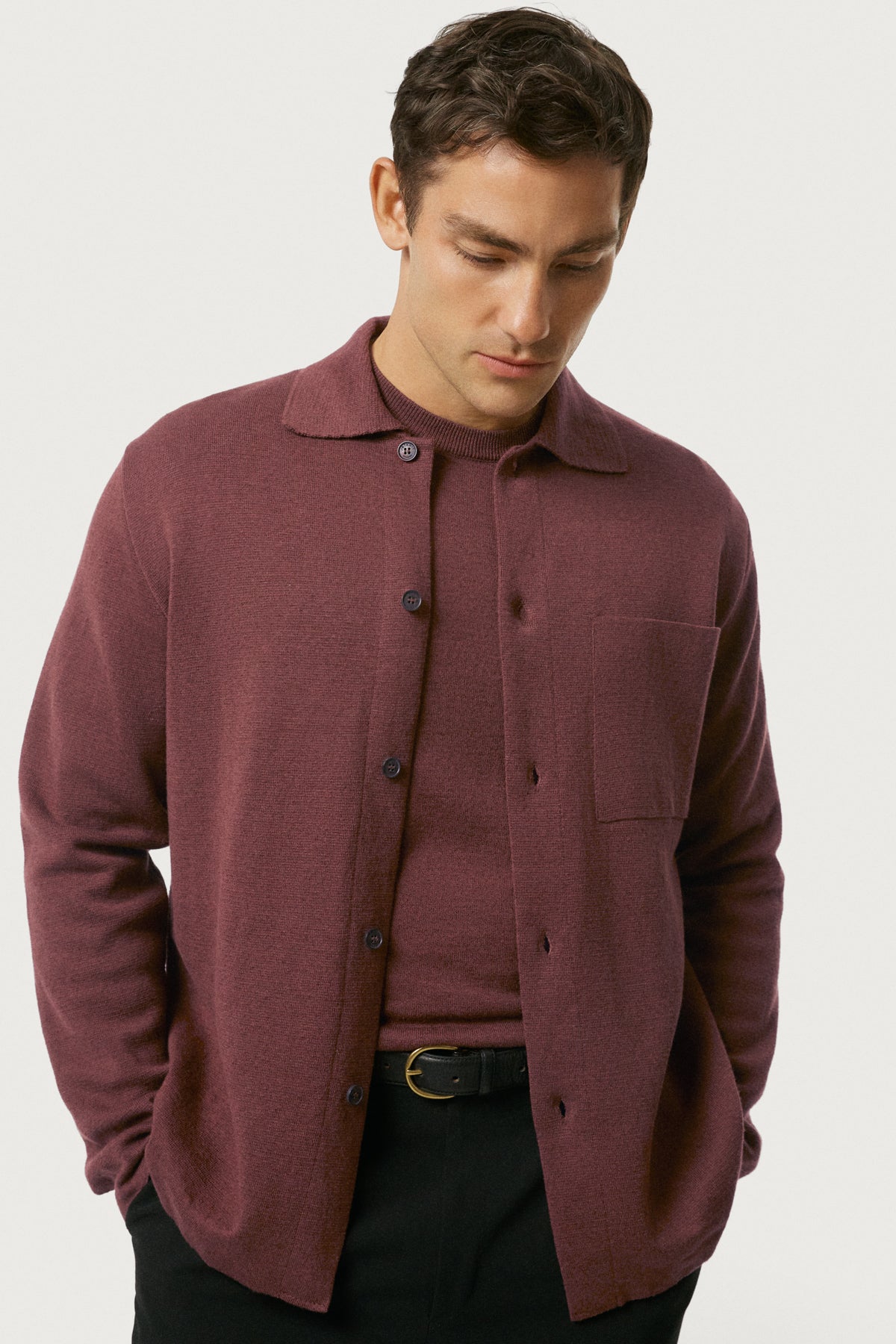 The Linen Cotton Lightweight Overshirt Mahogany