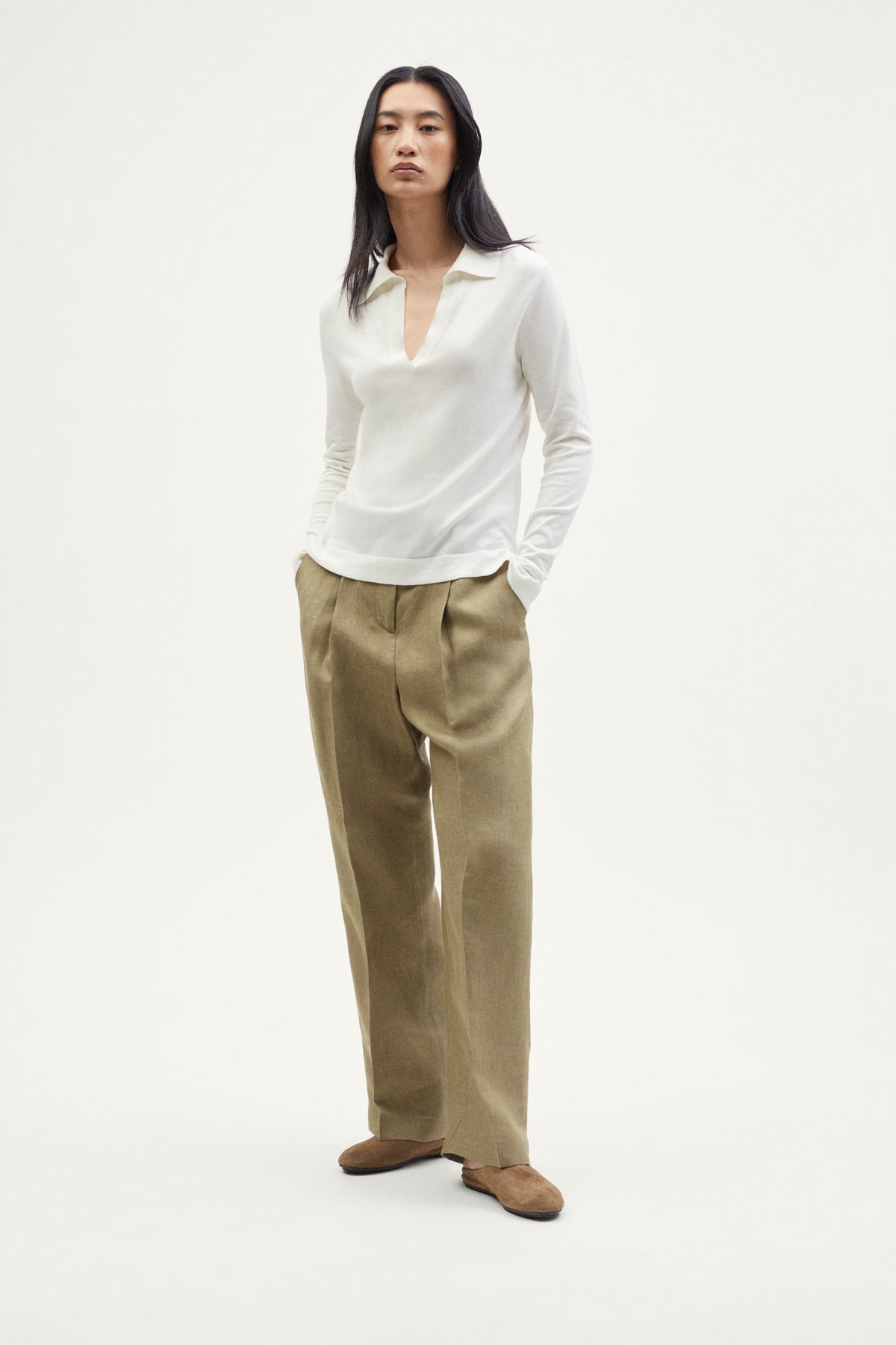 the organic cotton lightweight polo milk white