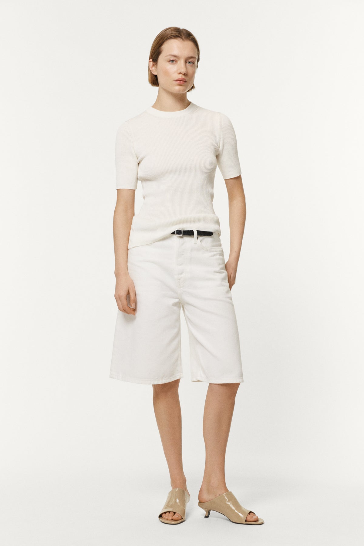 The Organic Cotton Ribbed Tee Milk White