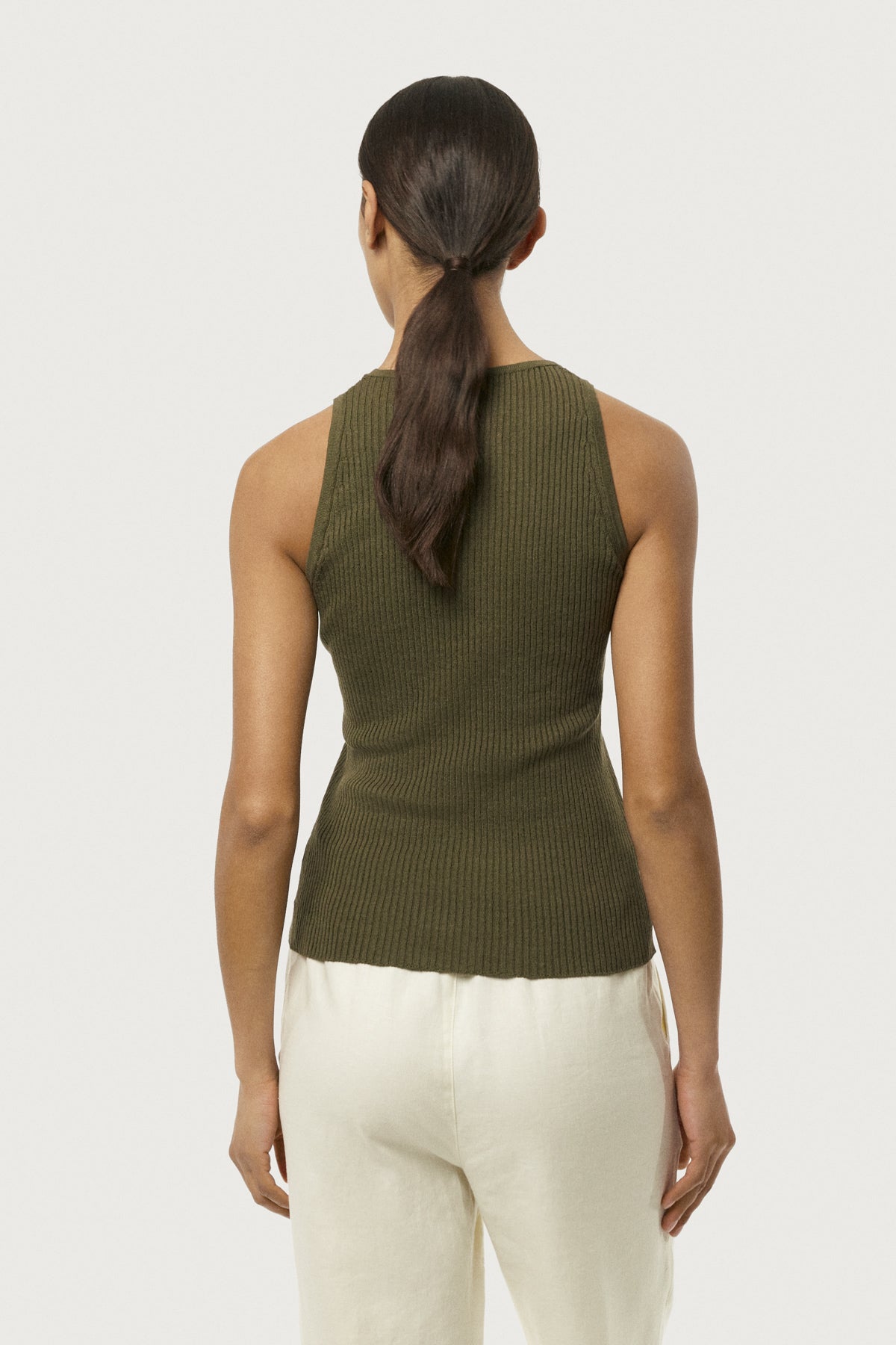 Tank Top a coste in Lino Cotone
