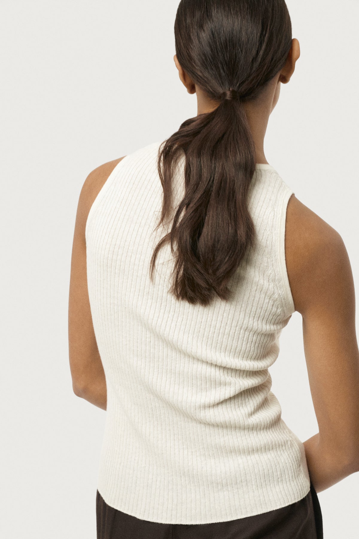 Tank Top a coste in Lino Cotone