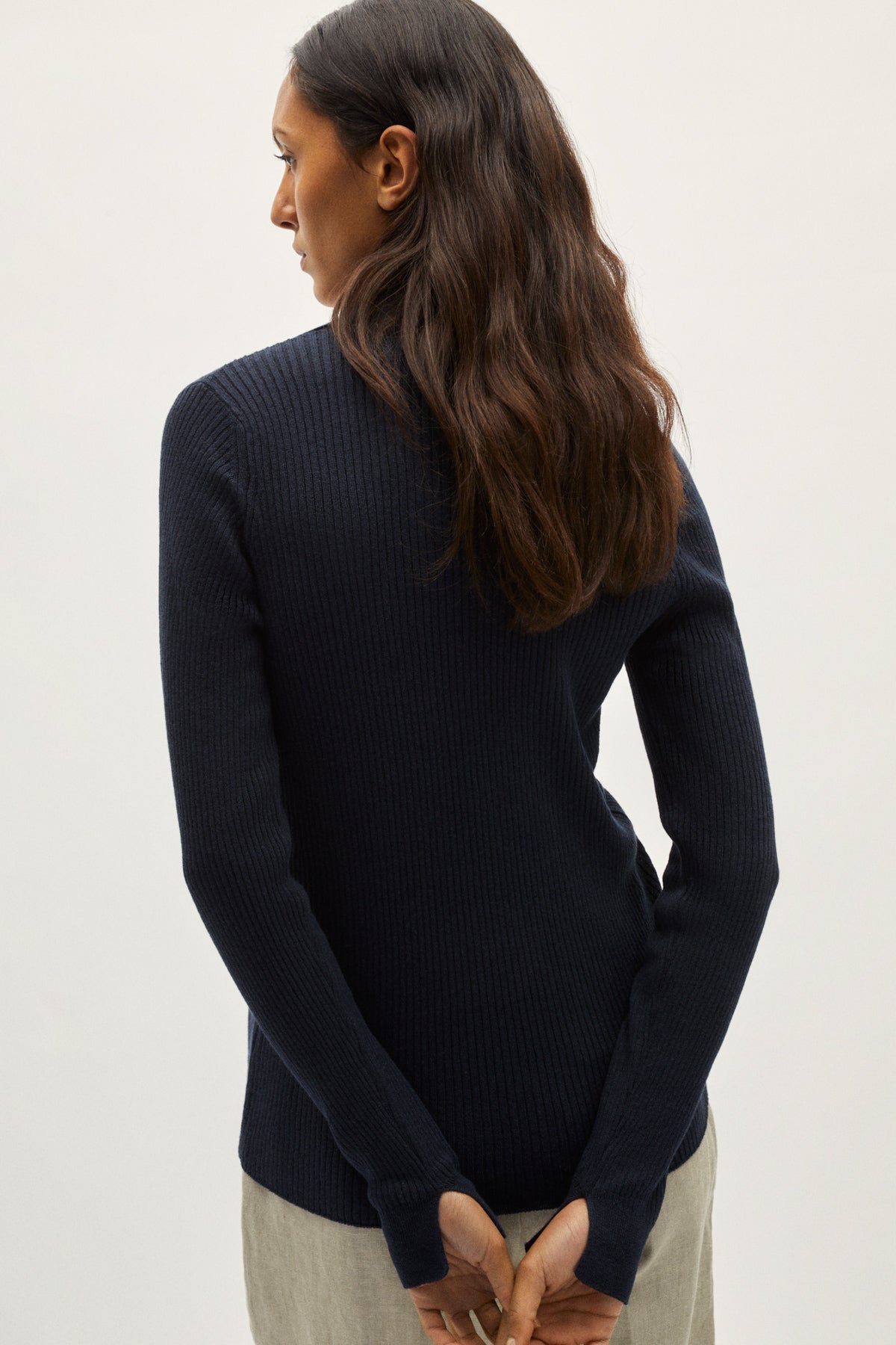 The Linen Cotton Ribbed Shirt blue