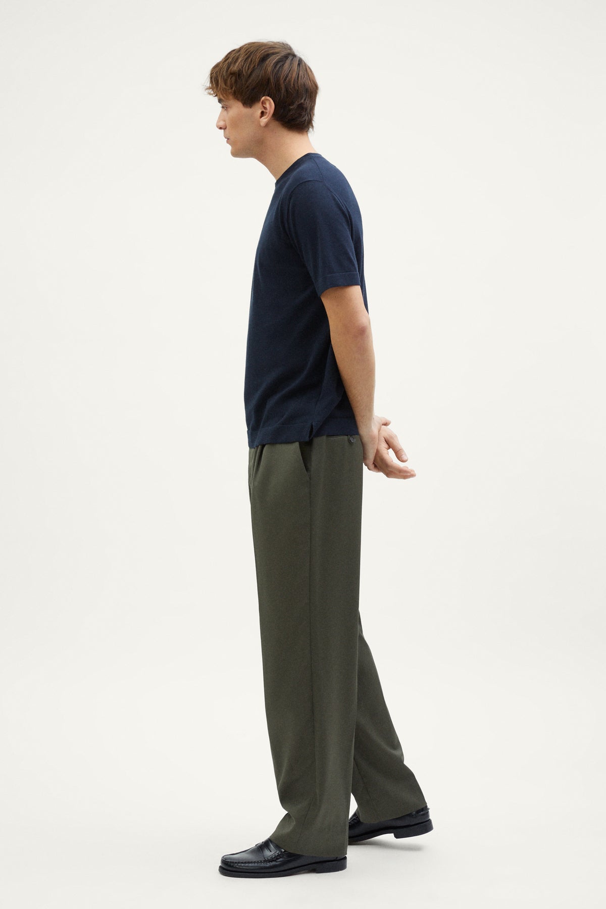 the organic cotton knit t shirt deep blue