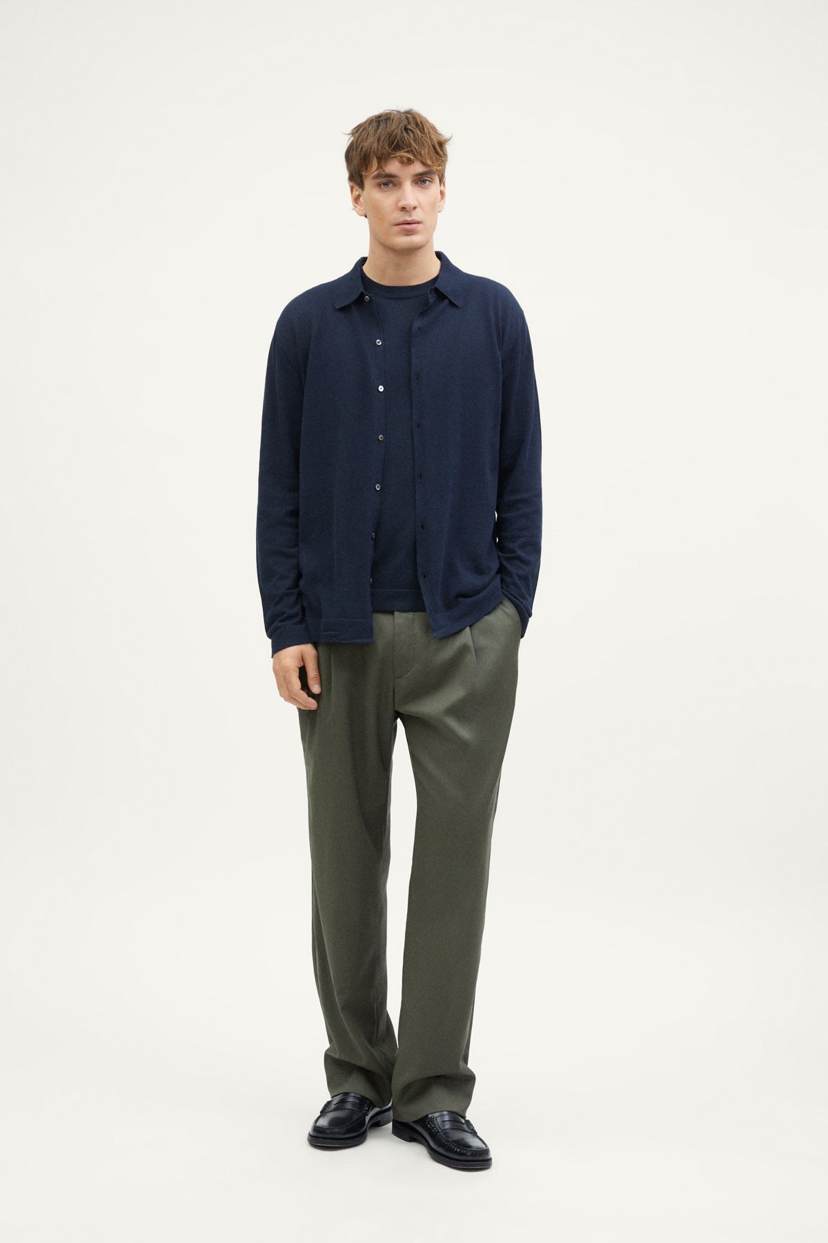 The Organic Cotton Knit Shirt deep blue