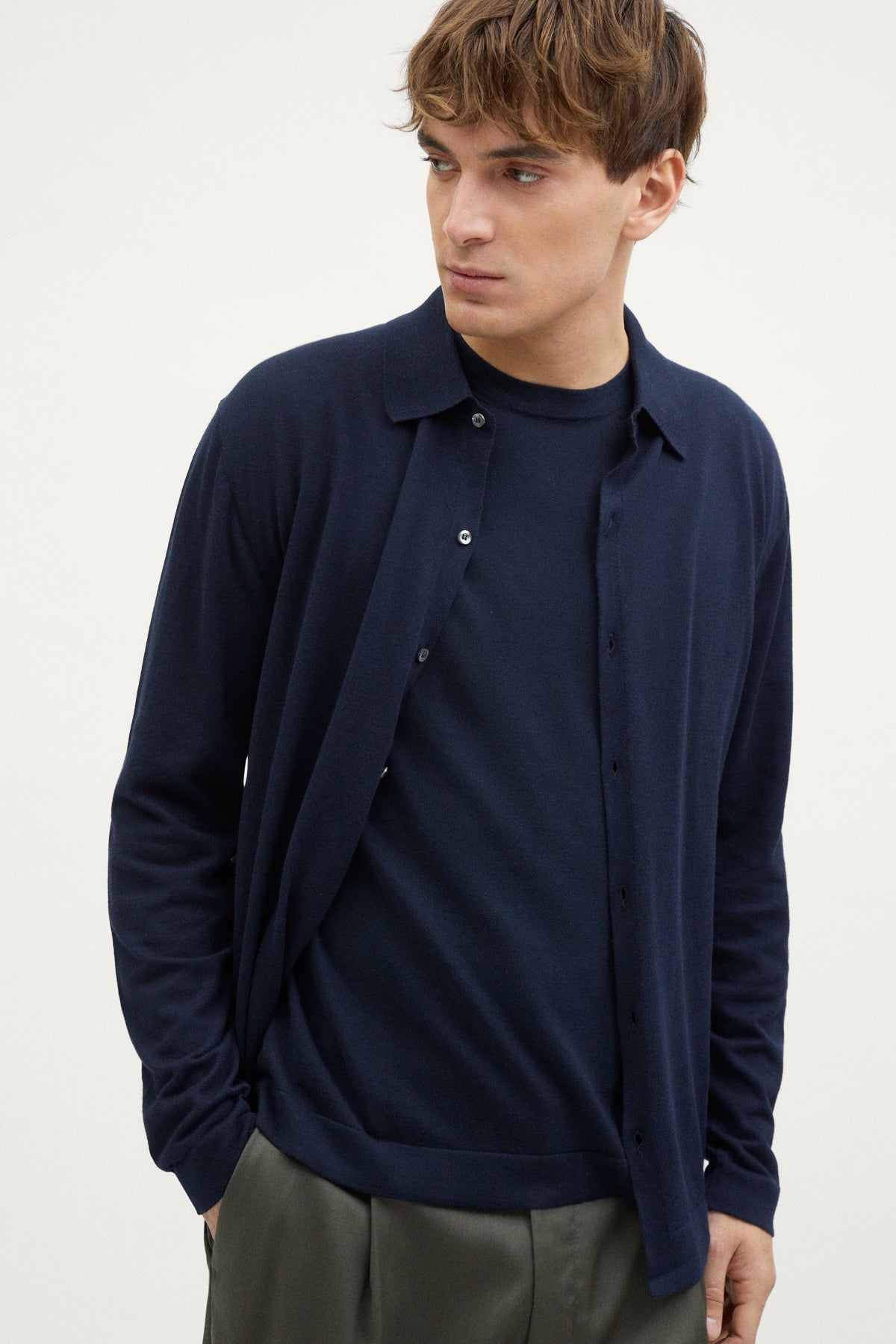 The Organic Cotton Knit Shirt deep blue