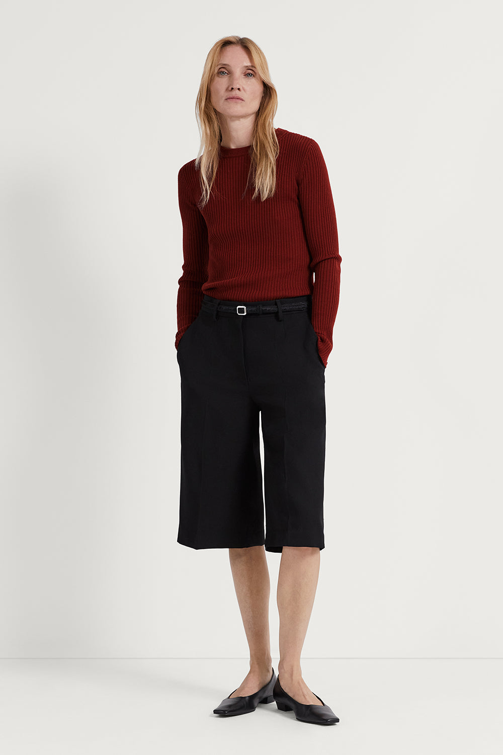 The Merino Wool Ribbed Sweater Tuscan Red