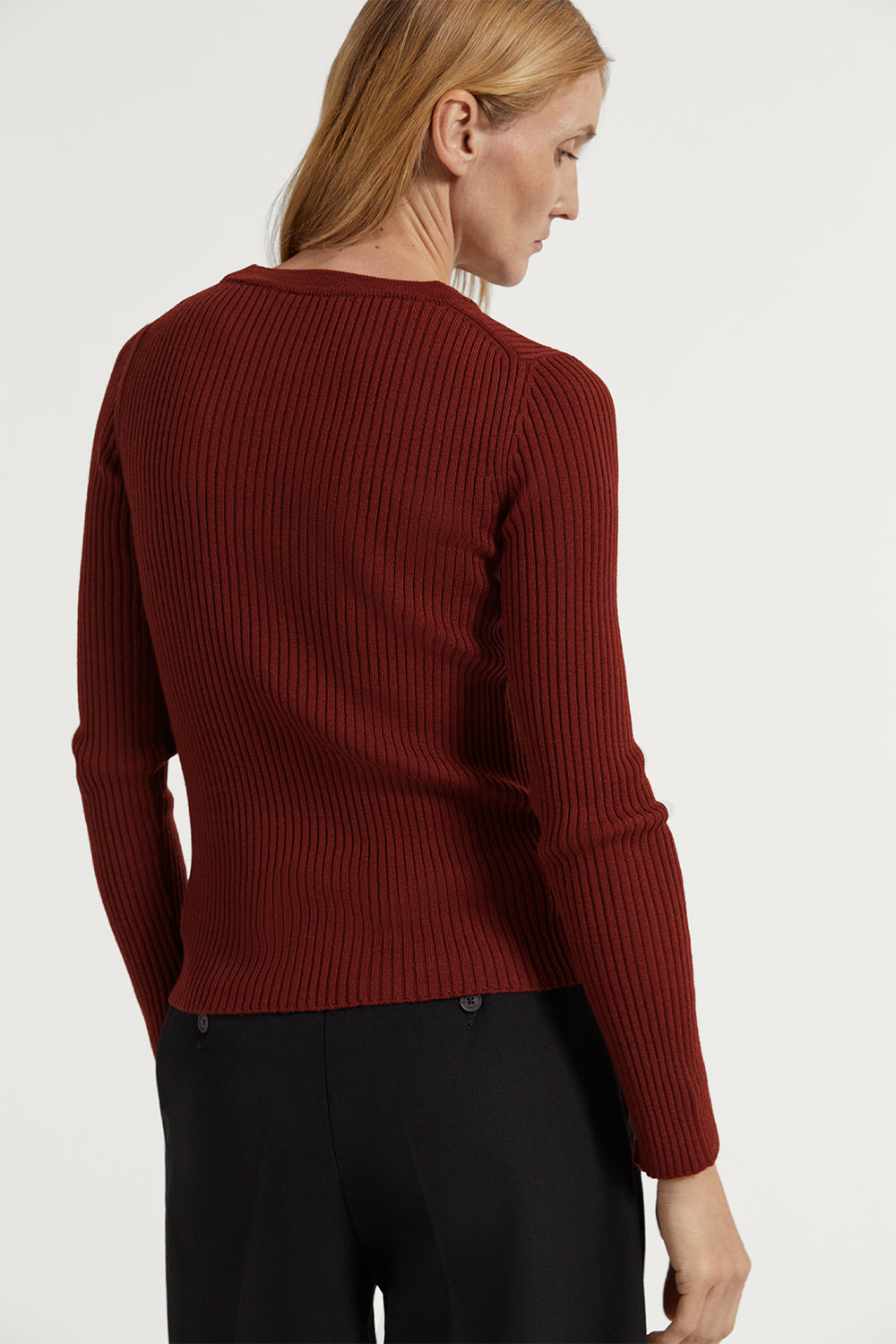 The Merino Wool Ribbed Sweater Tuscan Red
