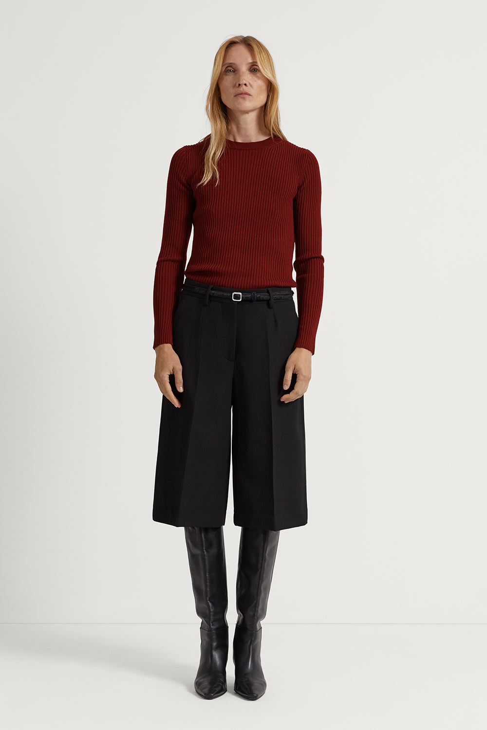 The Merino Wool Ribbed Sweater Tuscan Red