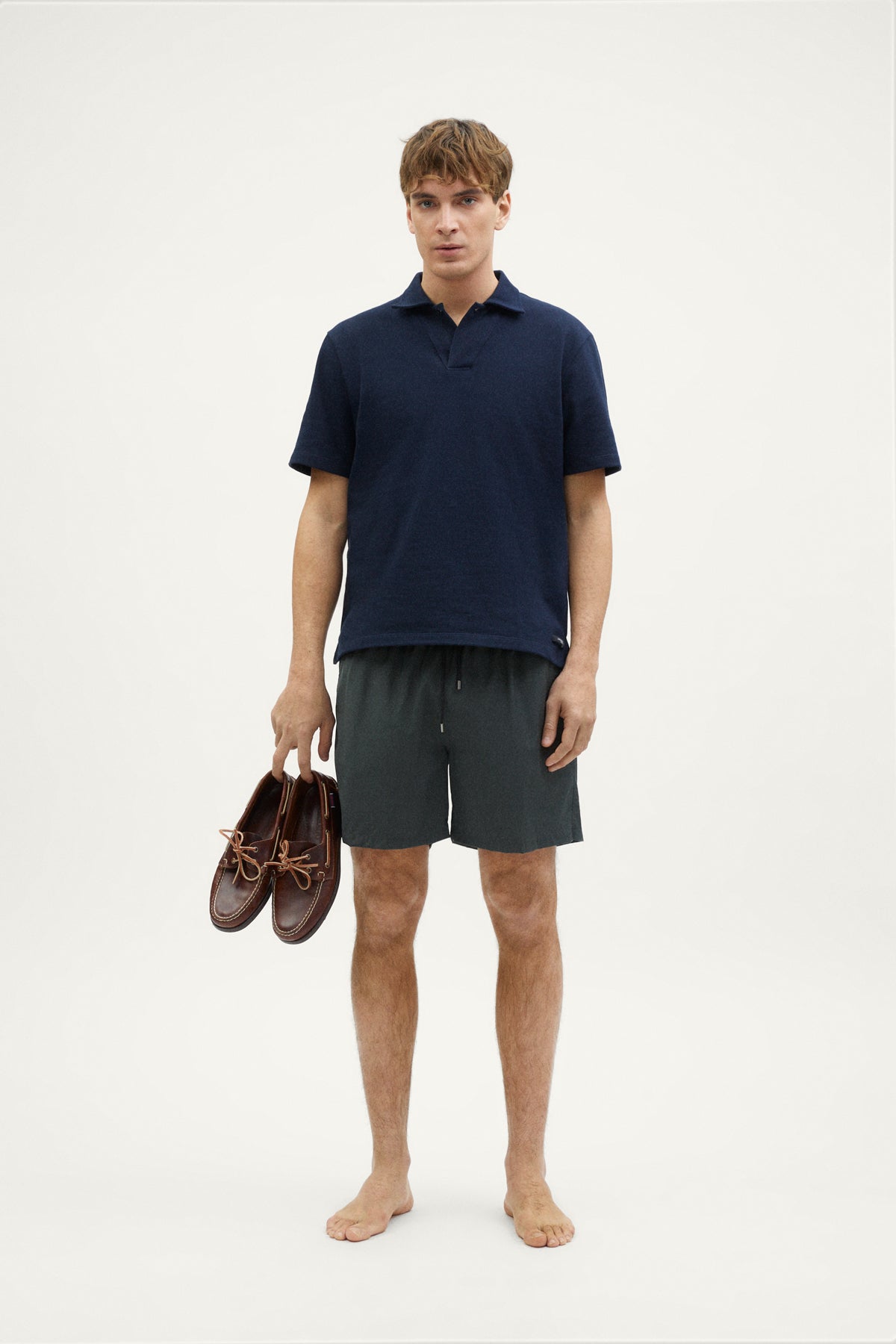 the merino wool swim shorts dark military green
