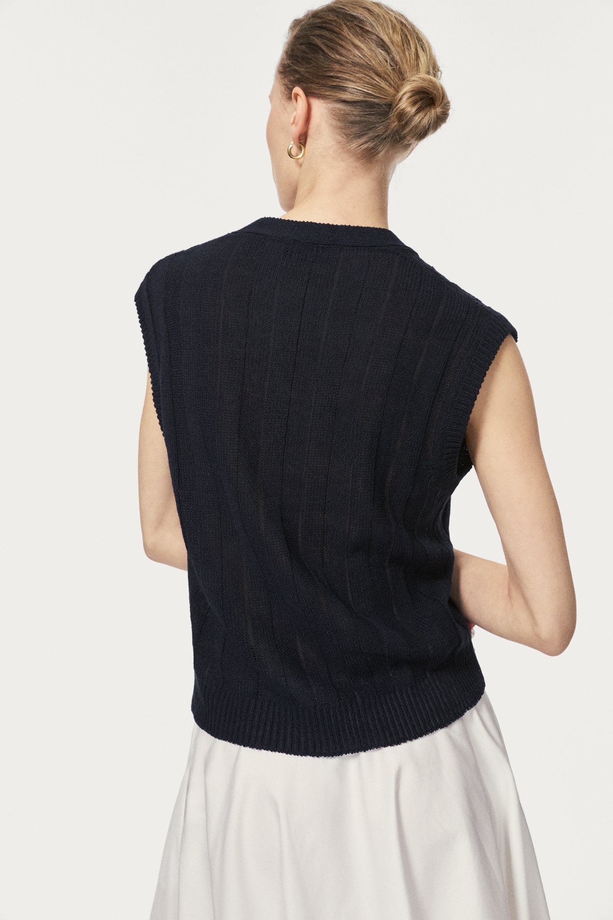 The Upcycled Linen Vest - Blue