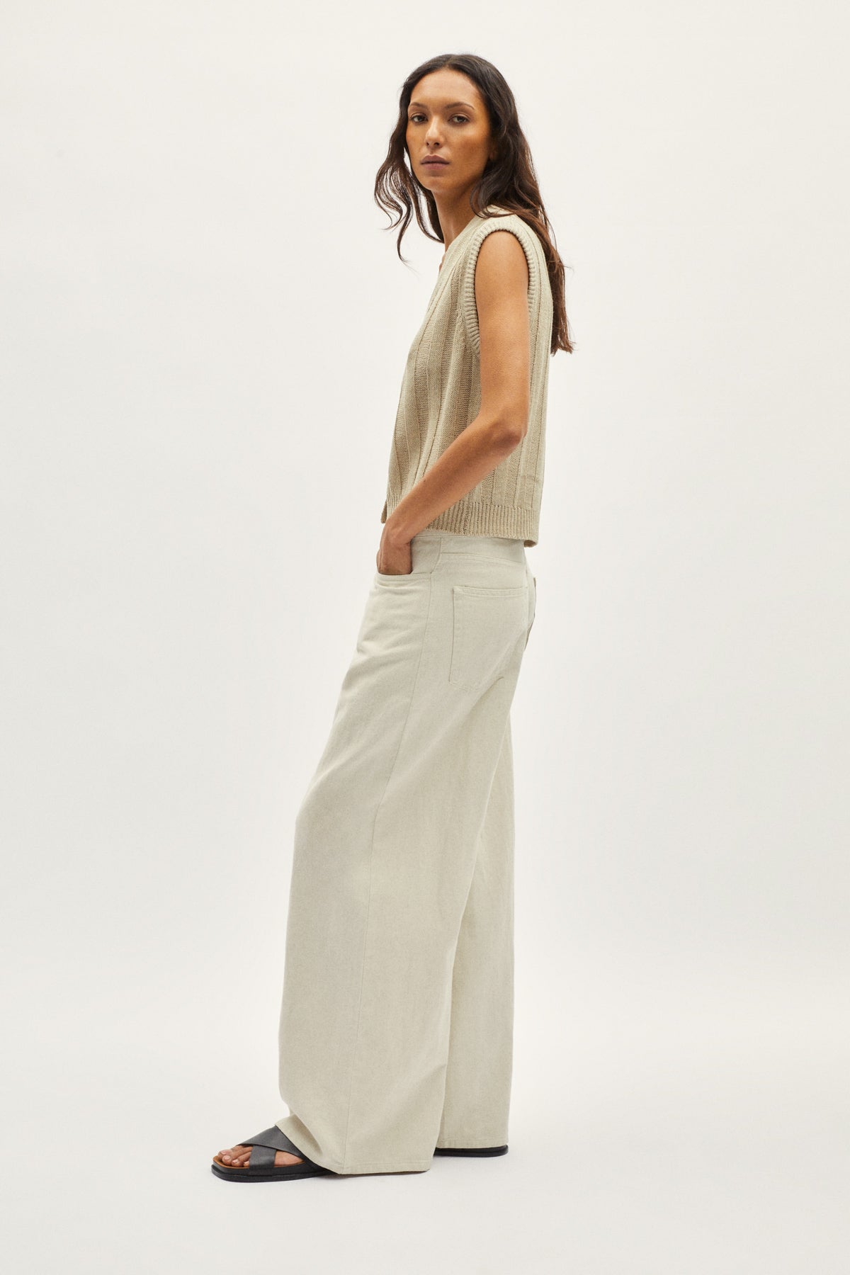 the upcycled linen vest undyed greige