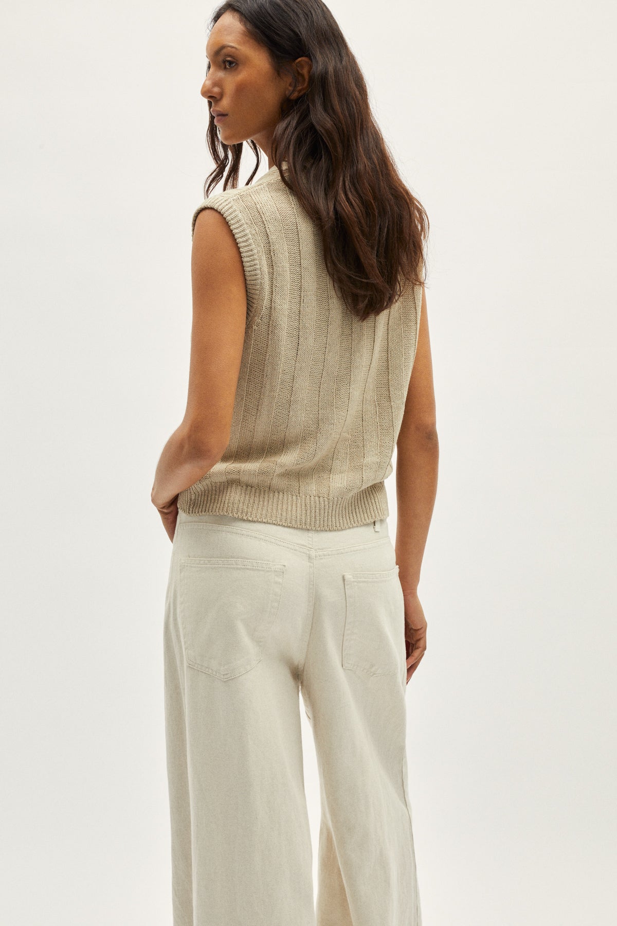 the upcycled linen vest undyed greige