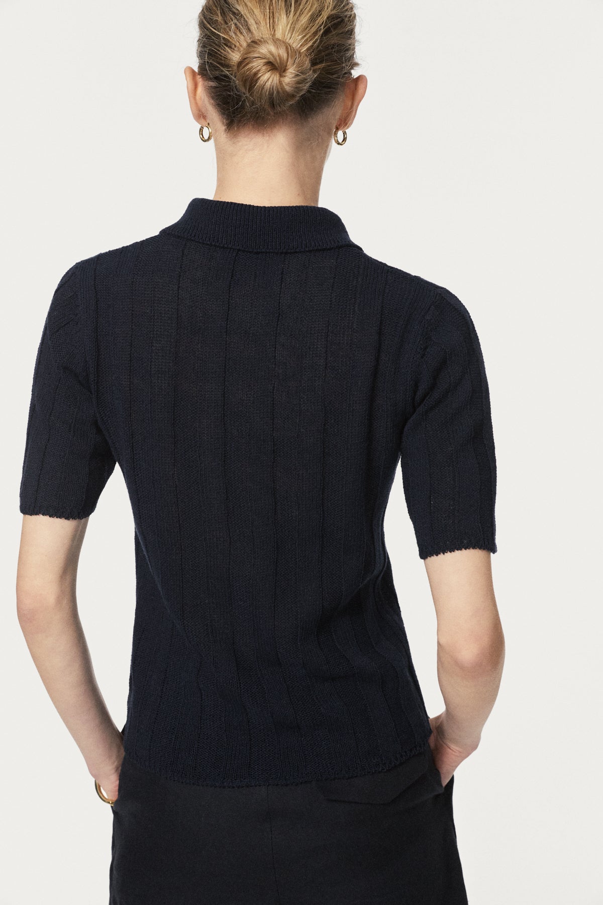 The Upcycled Linen Polo - blu navy