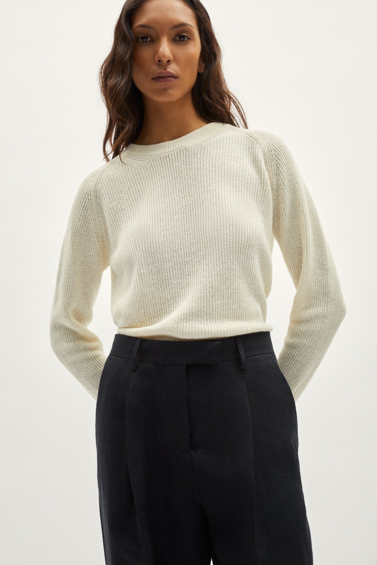 the linen twill pants black