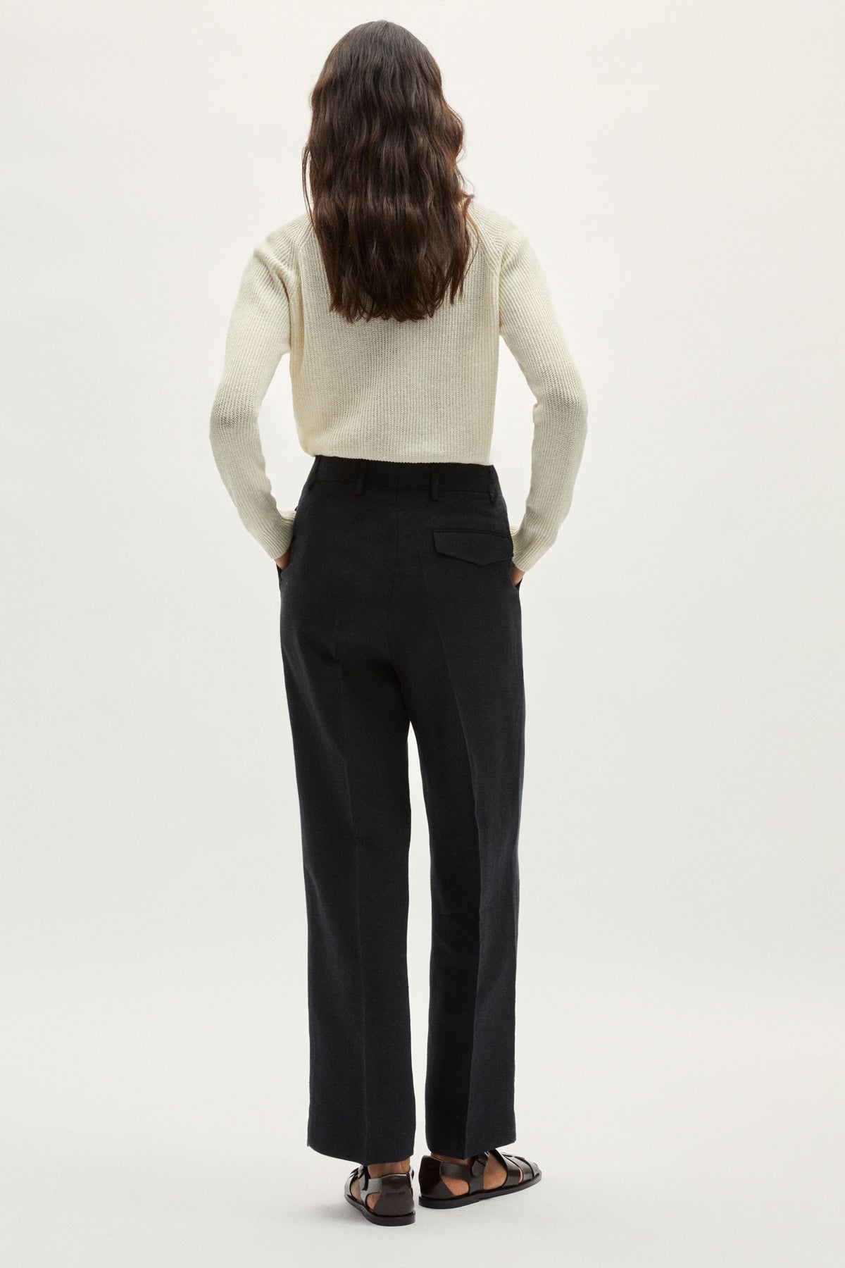 the linen twill pants black