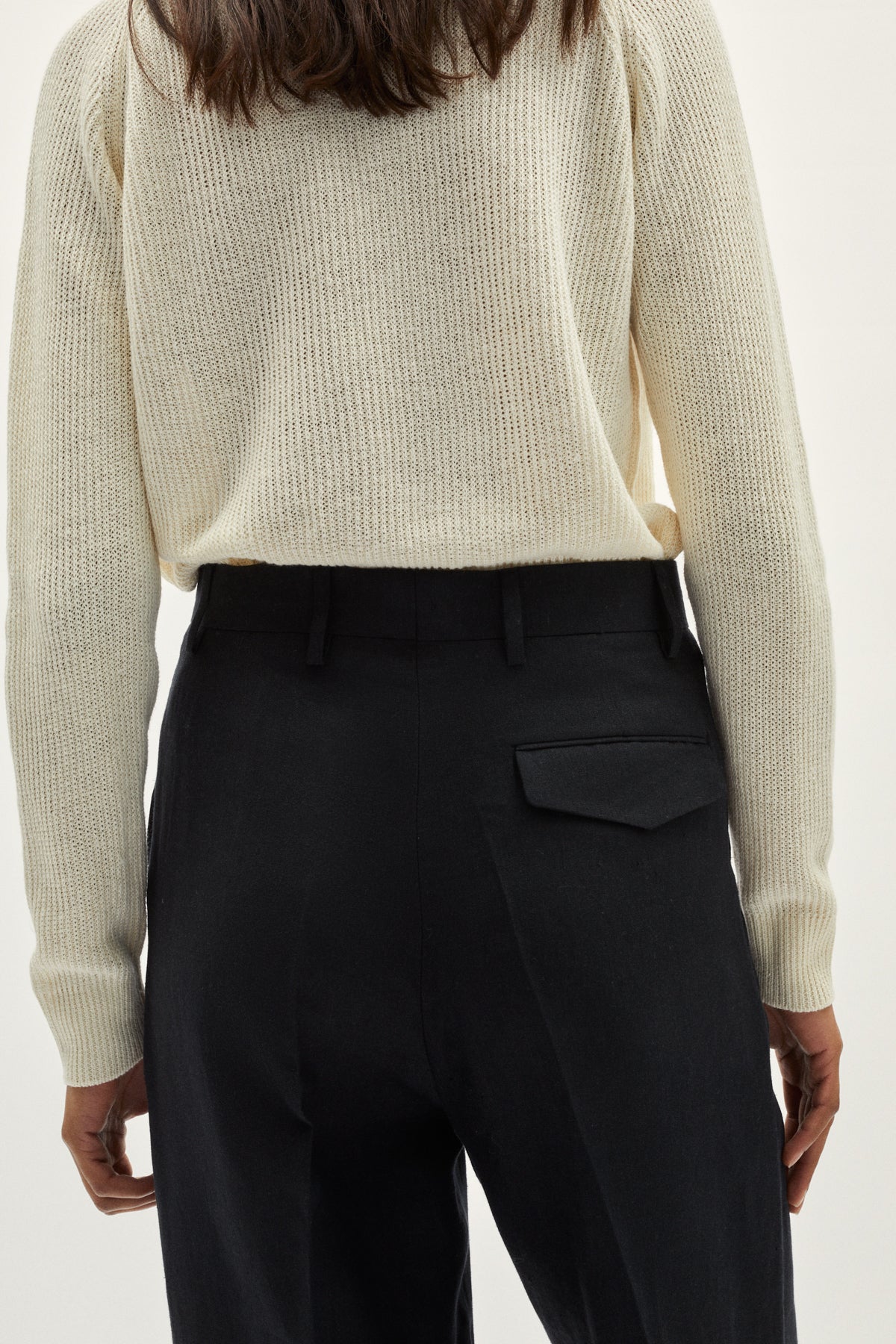 the linen twill pants black