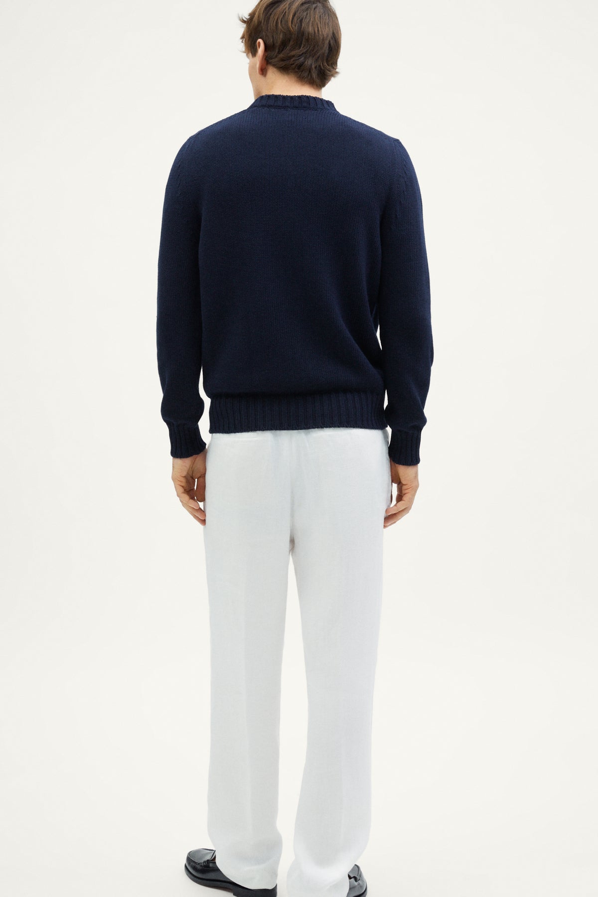 the organic cotton tricot sweater crewneck deep blue