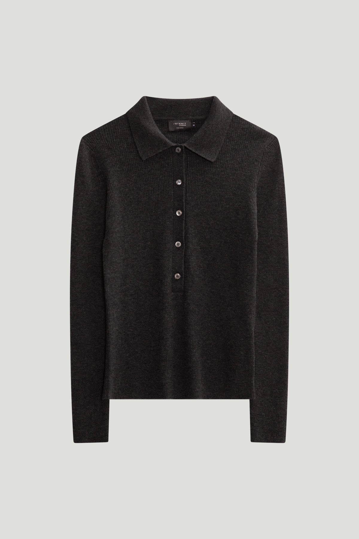 The Ultrasoft wool Buttoned Polo - grey