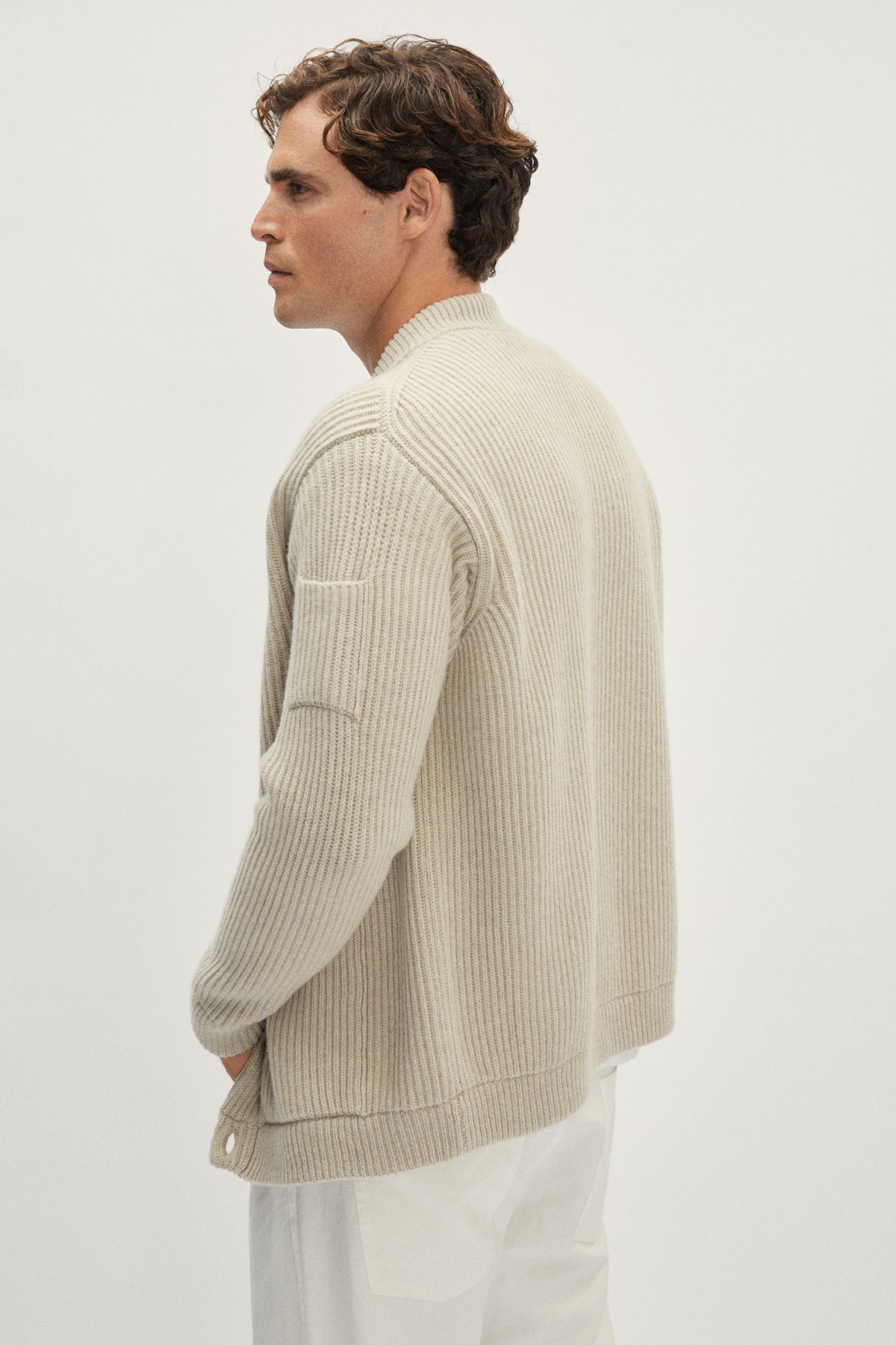 The Woolen Ribbed Bomber - ecru