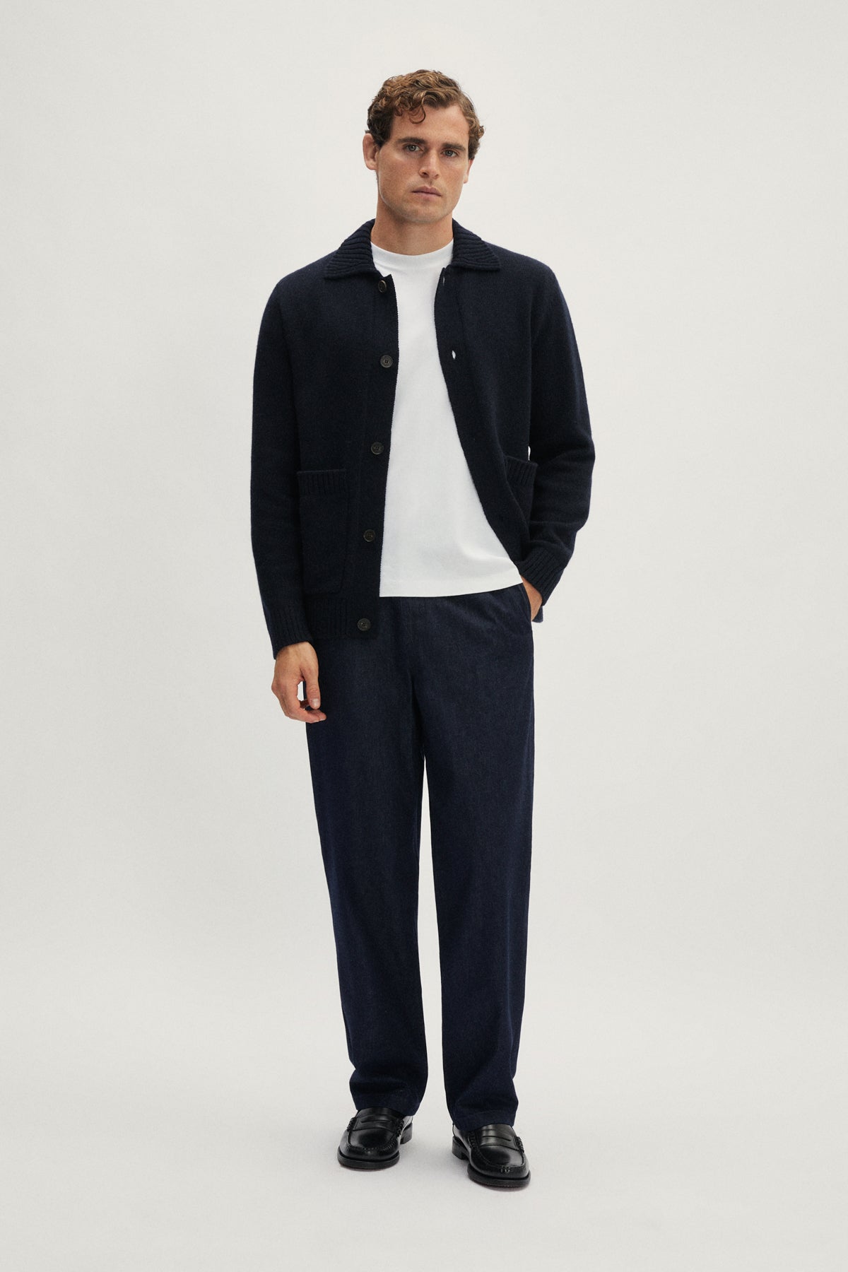 The Woolen Knit Jacket - Blue