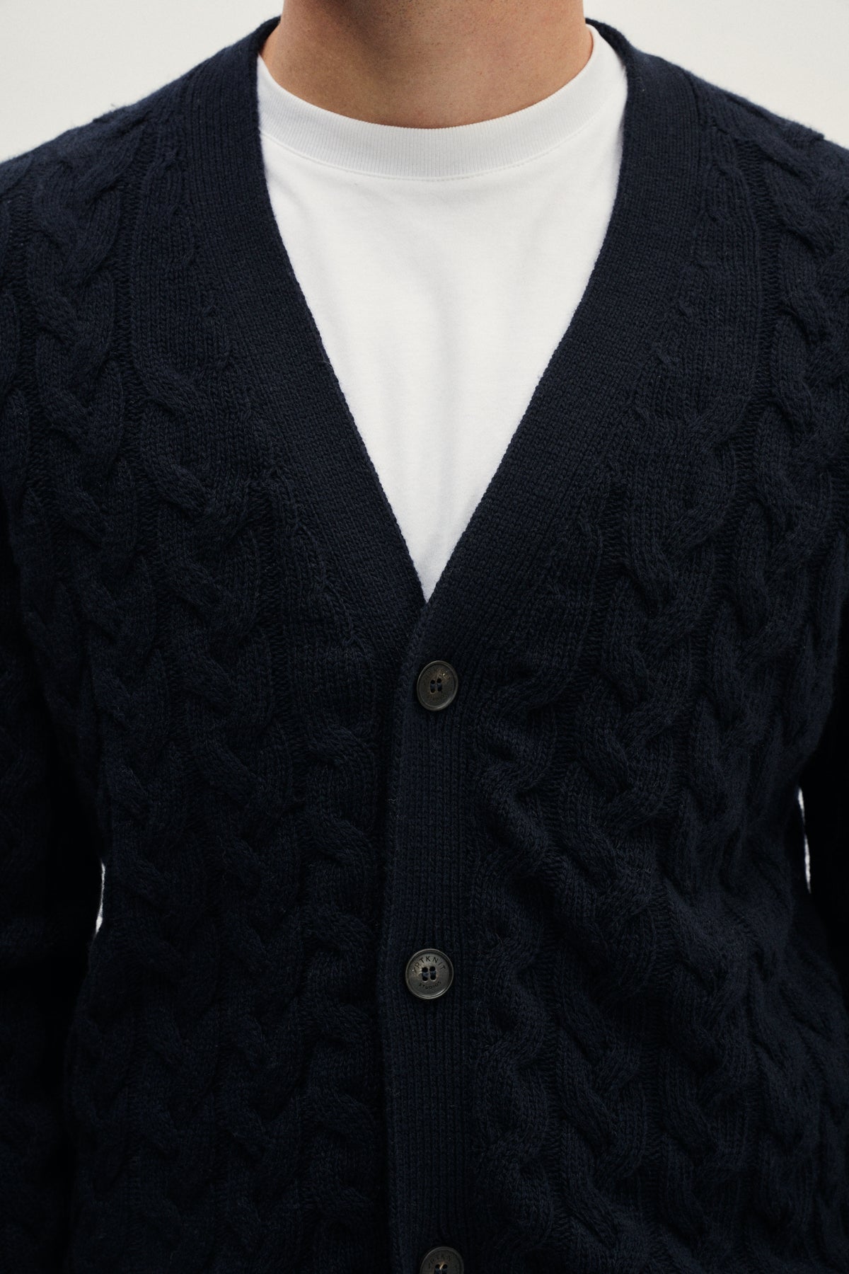 The Woolen Aran Cardigan - blue