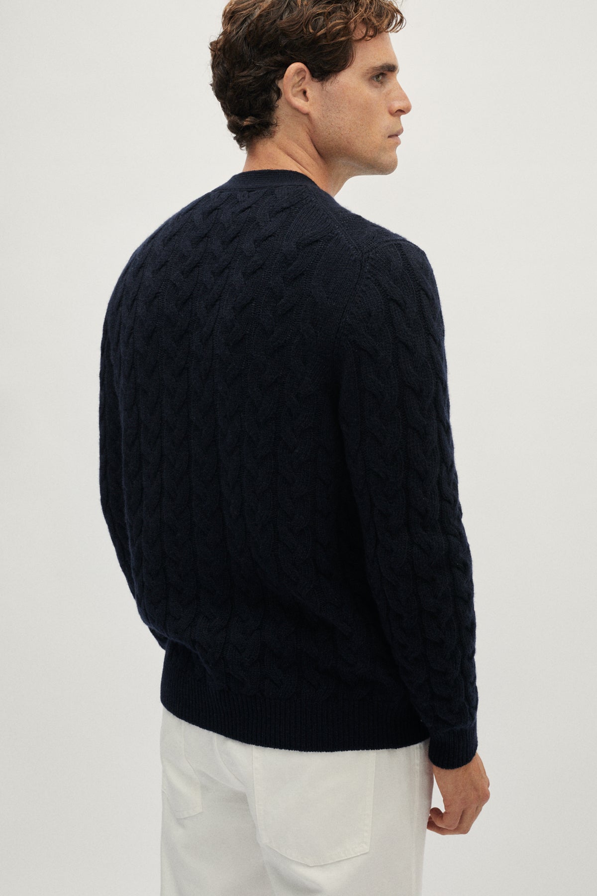 The Woolen Aran Cardigan - blue