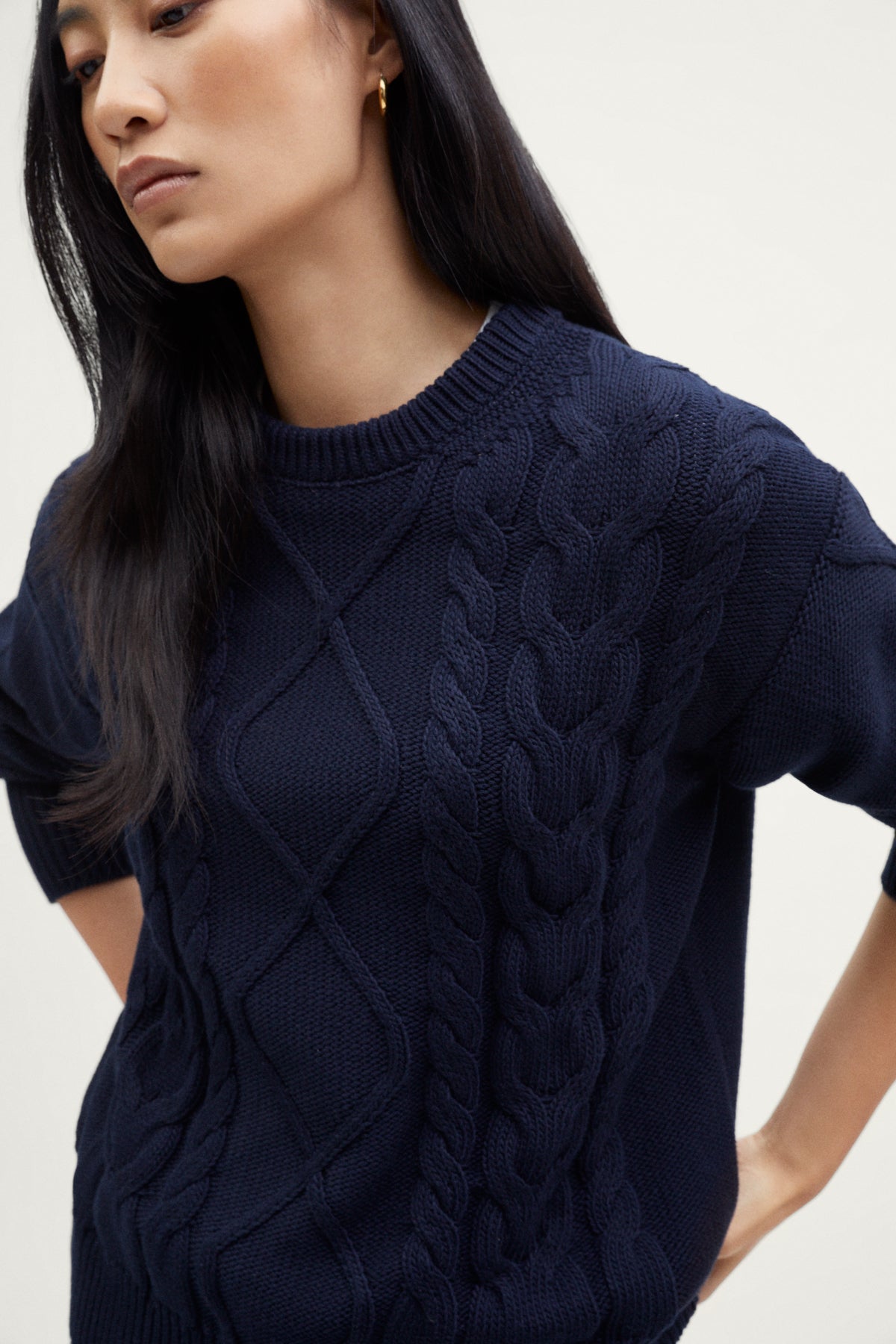 The Organic Cotton Aran Tricot Sweater blue