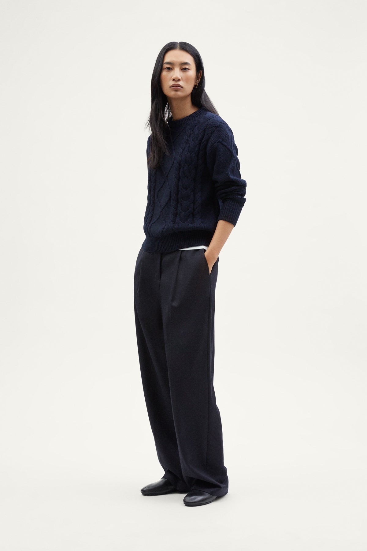 The Organic Cotton Aran Tricot Sweater blue