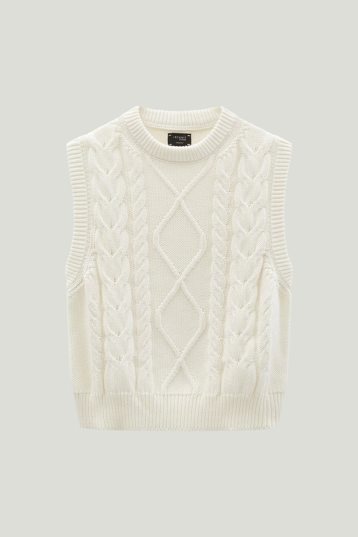 The Organic Cotton Aran Tricot Vest milk white