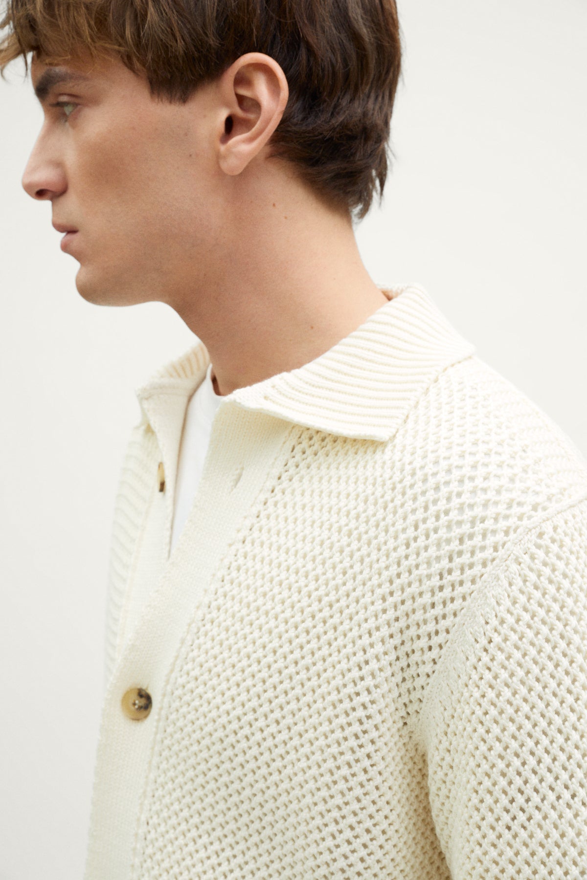 The Organic Cotton Open-Tricot Jacket milk white