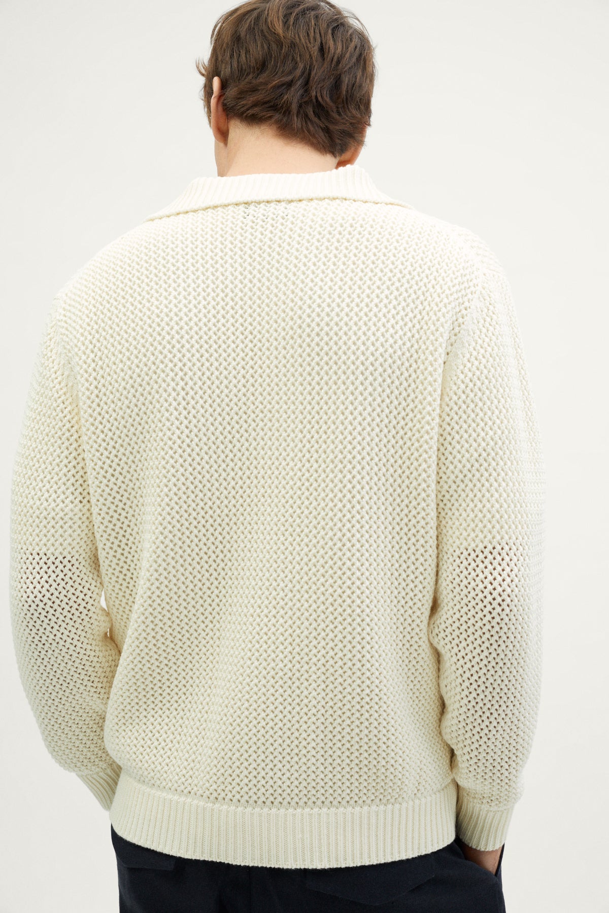 The Organic Cotton Open-Tricot Jacket milk white