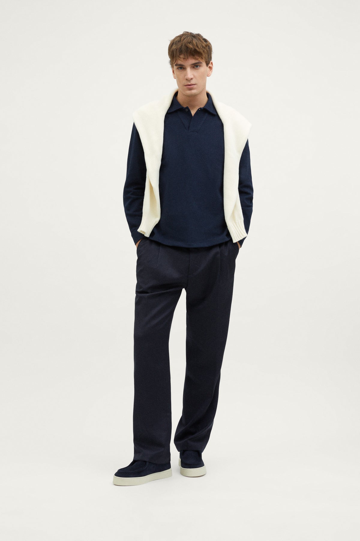 The Organic Cotton Piqué Long Sleeve Polo blue navy