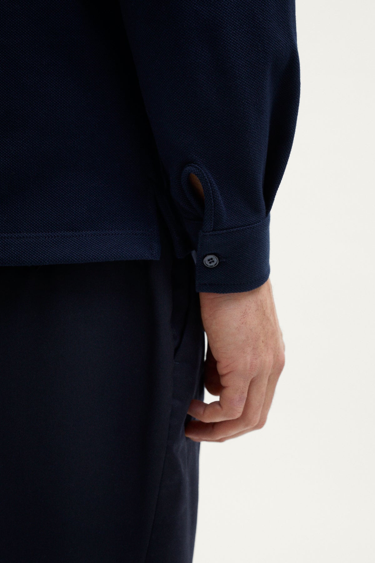 The Organic Cotton Piqué Long Sleeve Polo blue navy