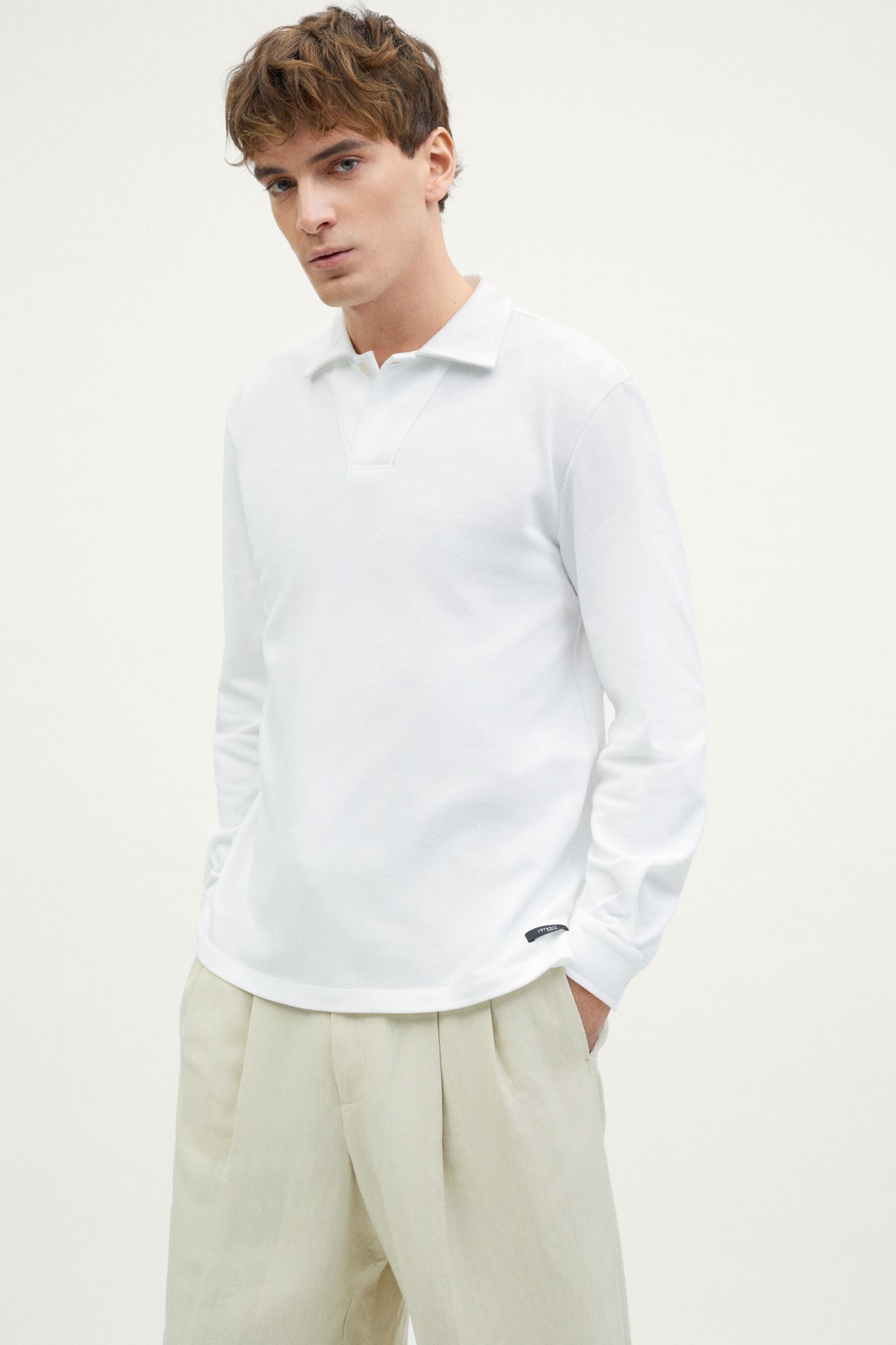 The Organic Cotton Piqué Long Sleeve Polo off white