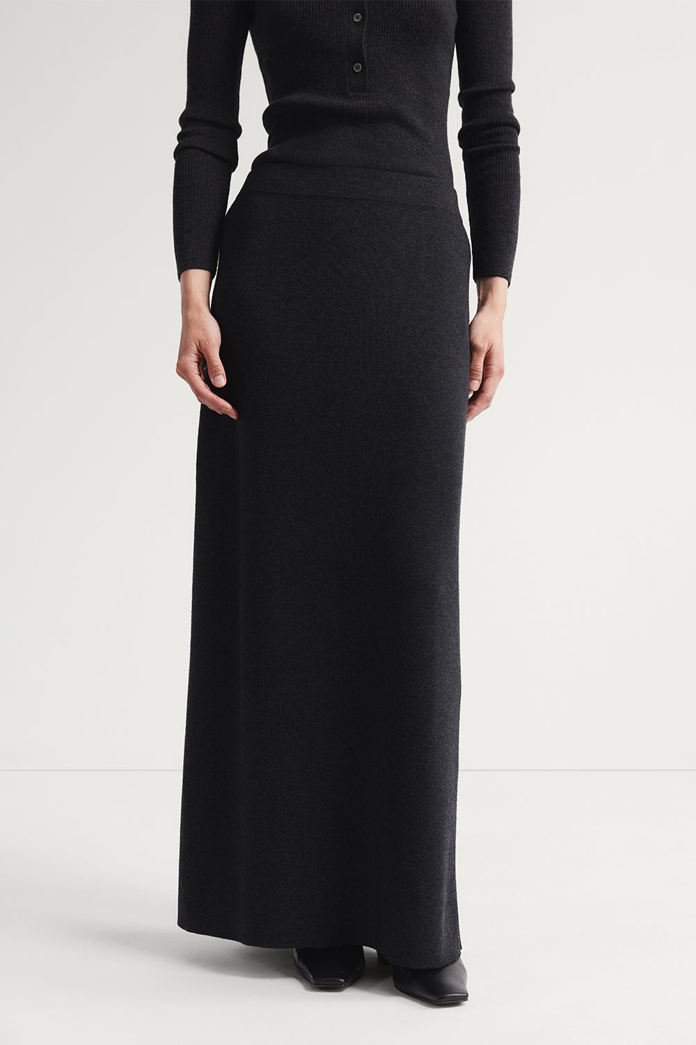 The Ultrasoft Wool Flare Skirt Anthracite Melange