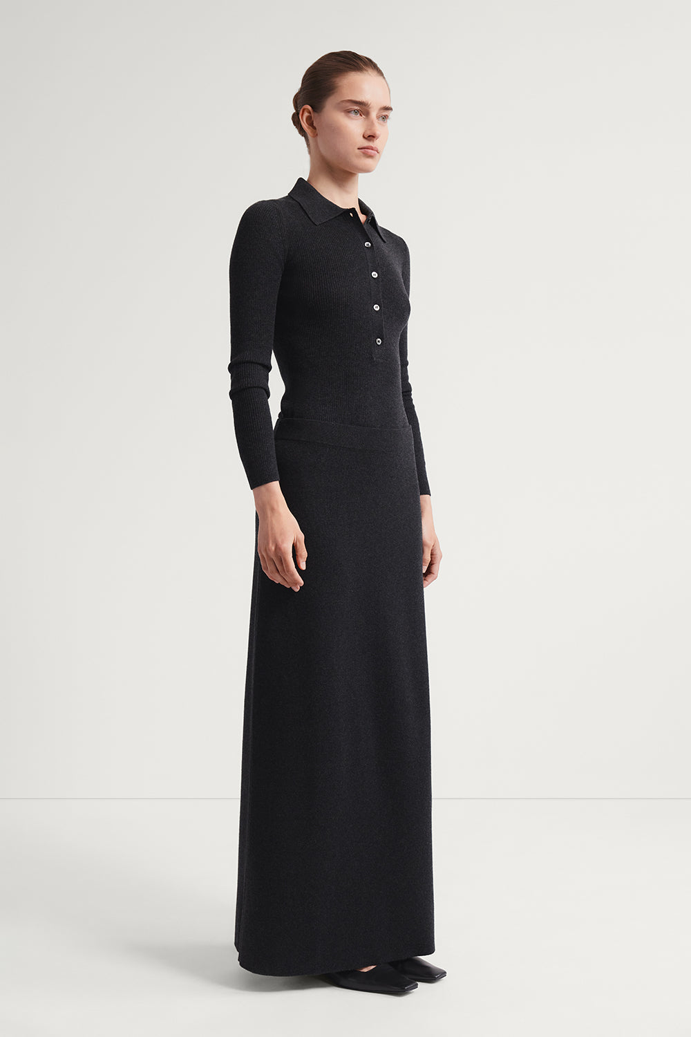 The Ultrasoft Wool Flare Skirt Anthracite Melange
