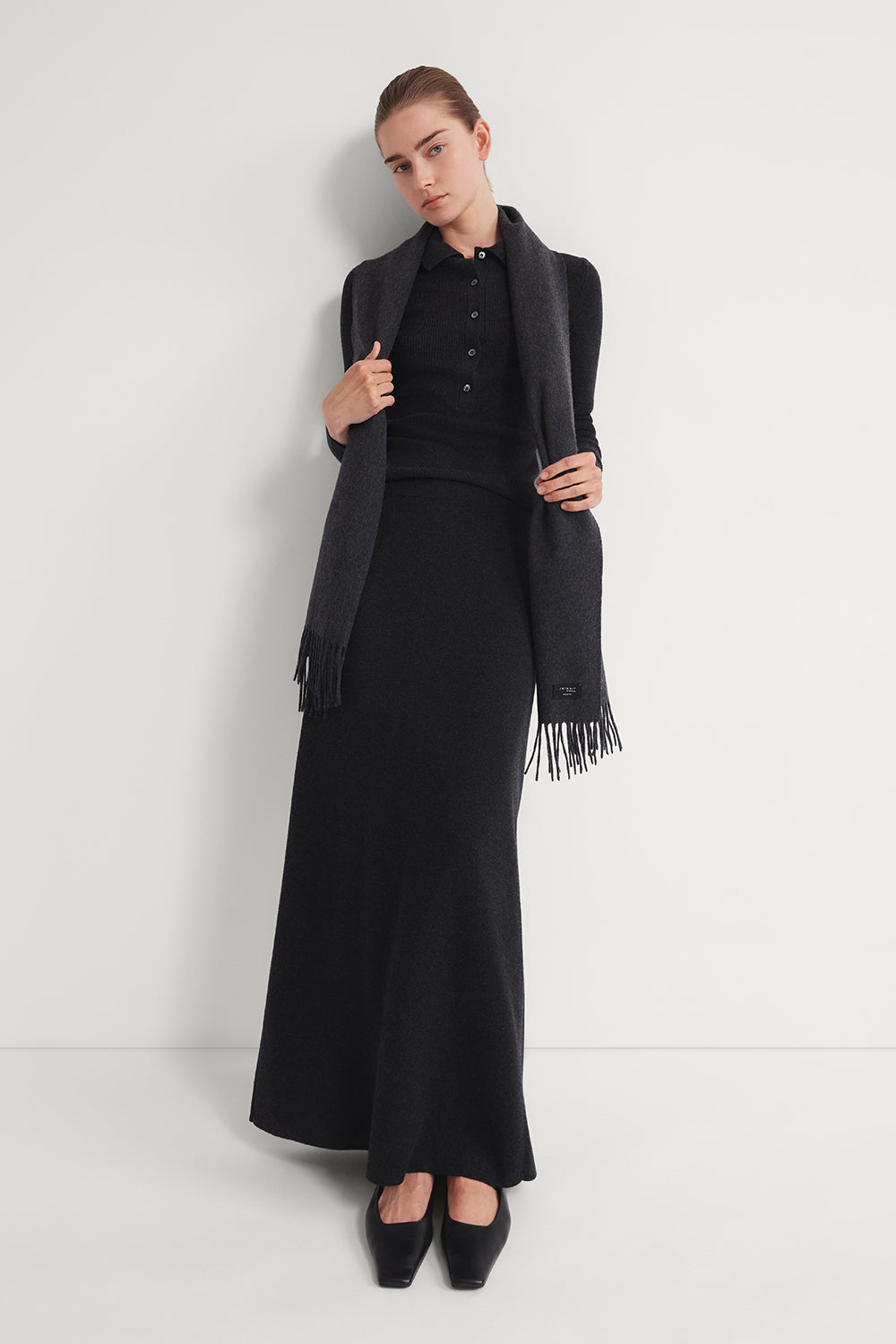 The Ultrasoft Wool Flare Skirt Anthracite Melange
