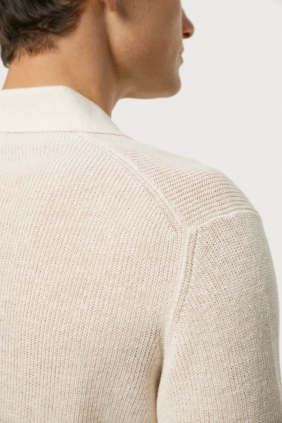 The Linen Cotton Polo With Trapeze Collar Milk White