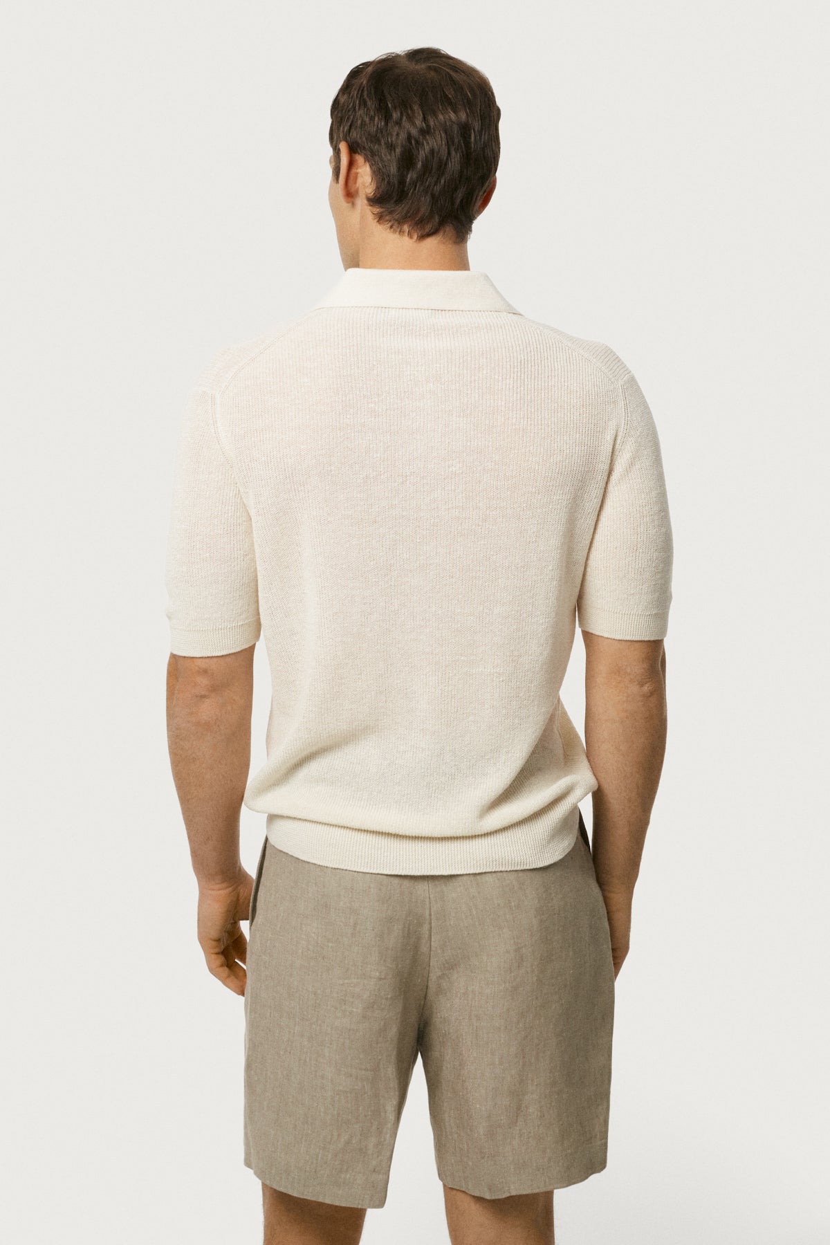 The Linen Cotton Polo With Trapeze Collar Milk White