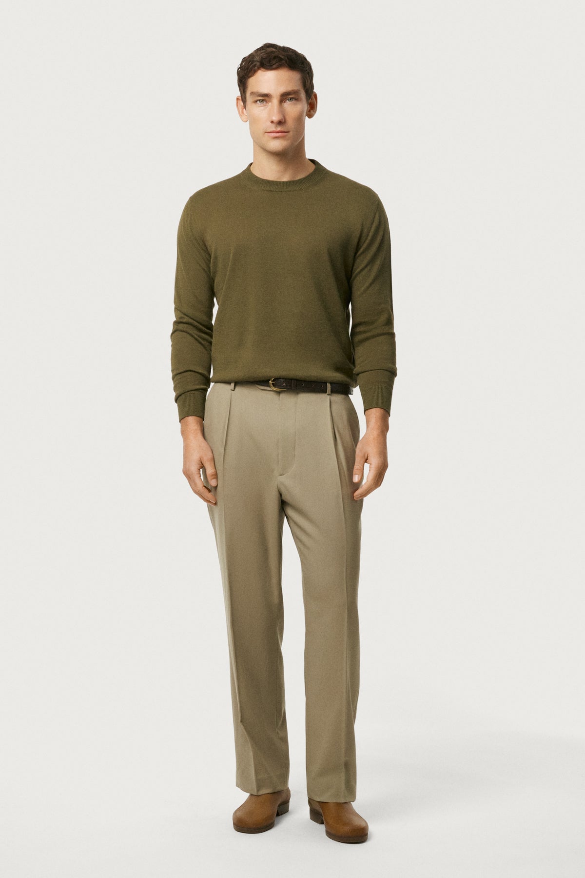 The Linen Cotton Knit Sweater Olive Green