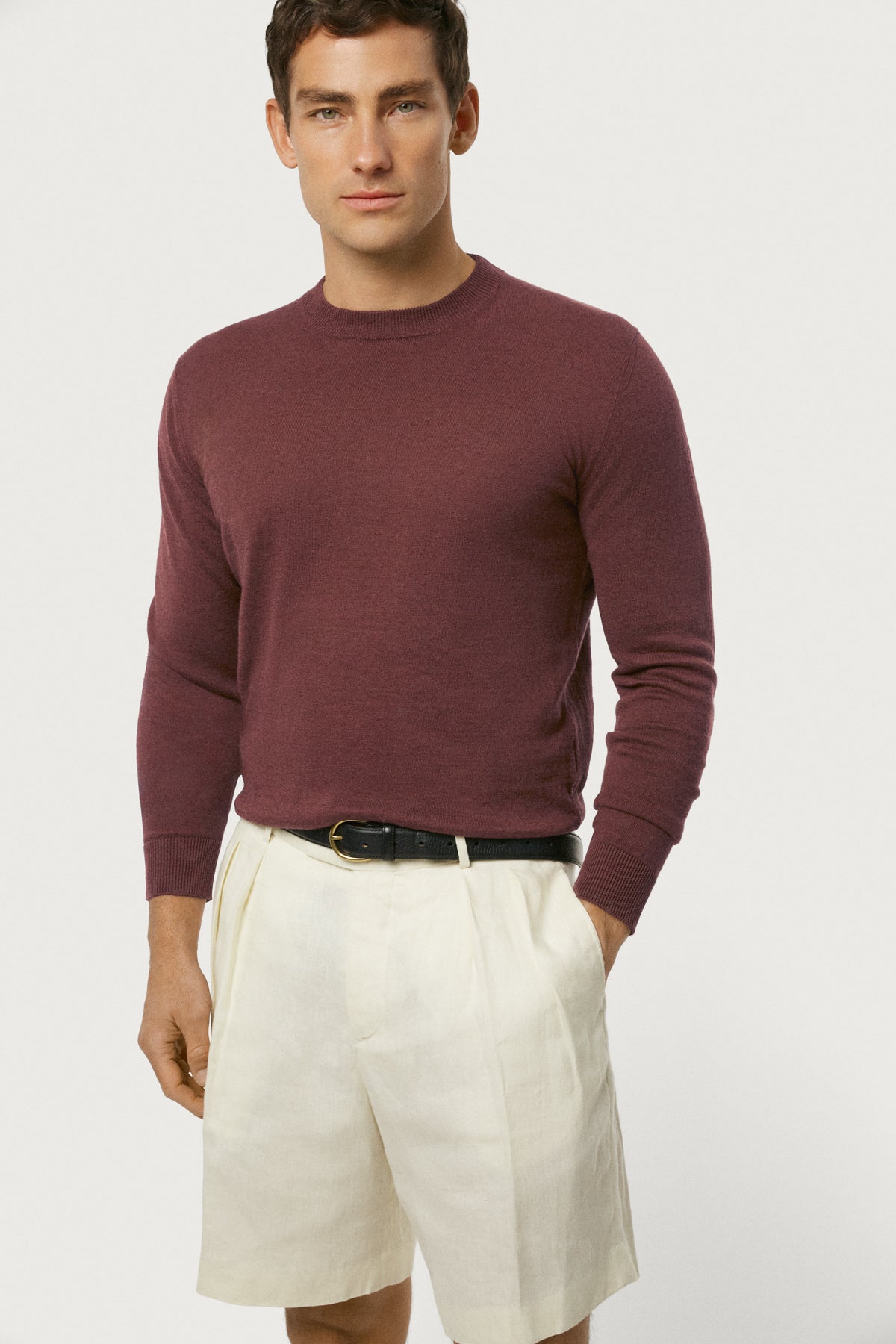 The Linen Cotton Knit Sweater Mahogany