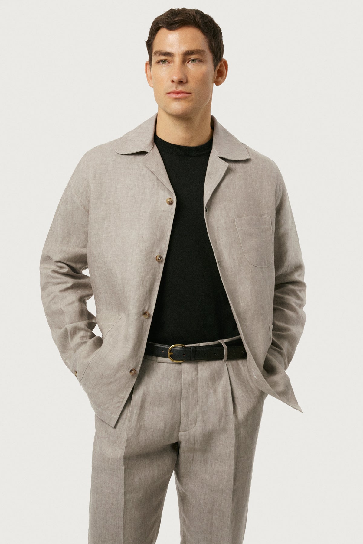 Bowling-Overshirt aus Leinentwill